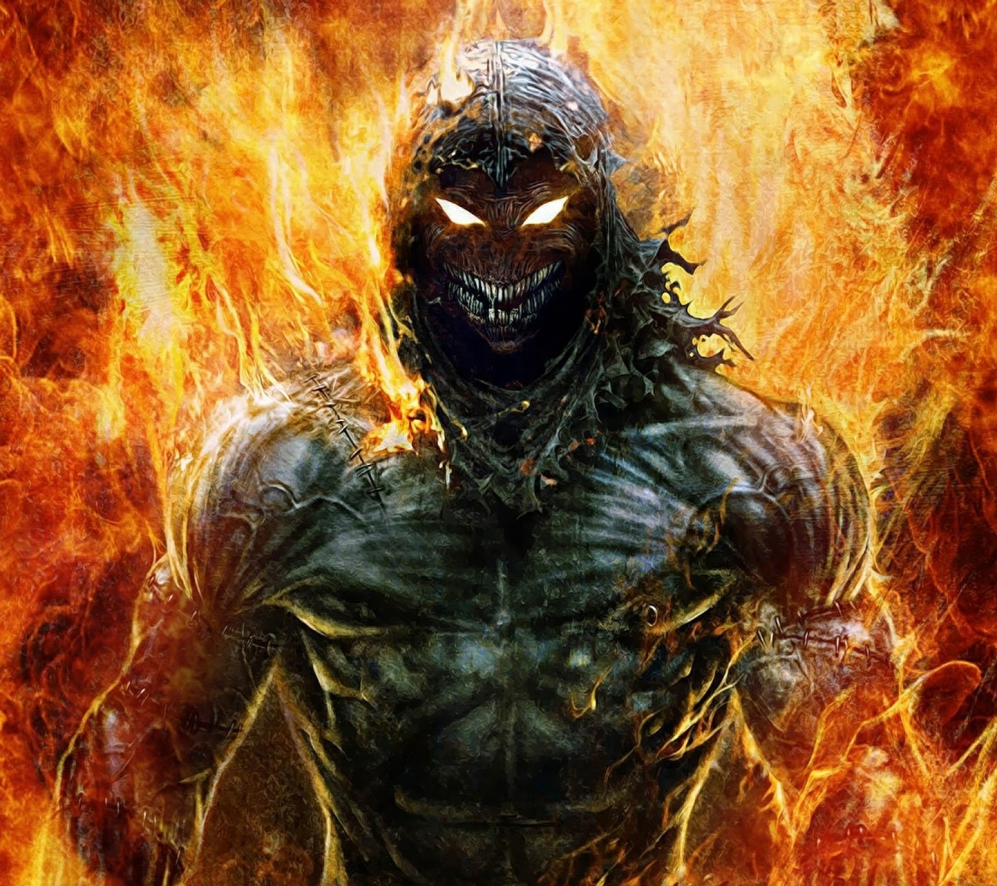 Fire Disturbed Creature Glowing Eyes Band Mascot 1440x1280