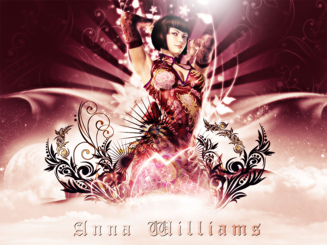 Tekken Anna Williams Woman Smile Dress Purple Dress 1280x960