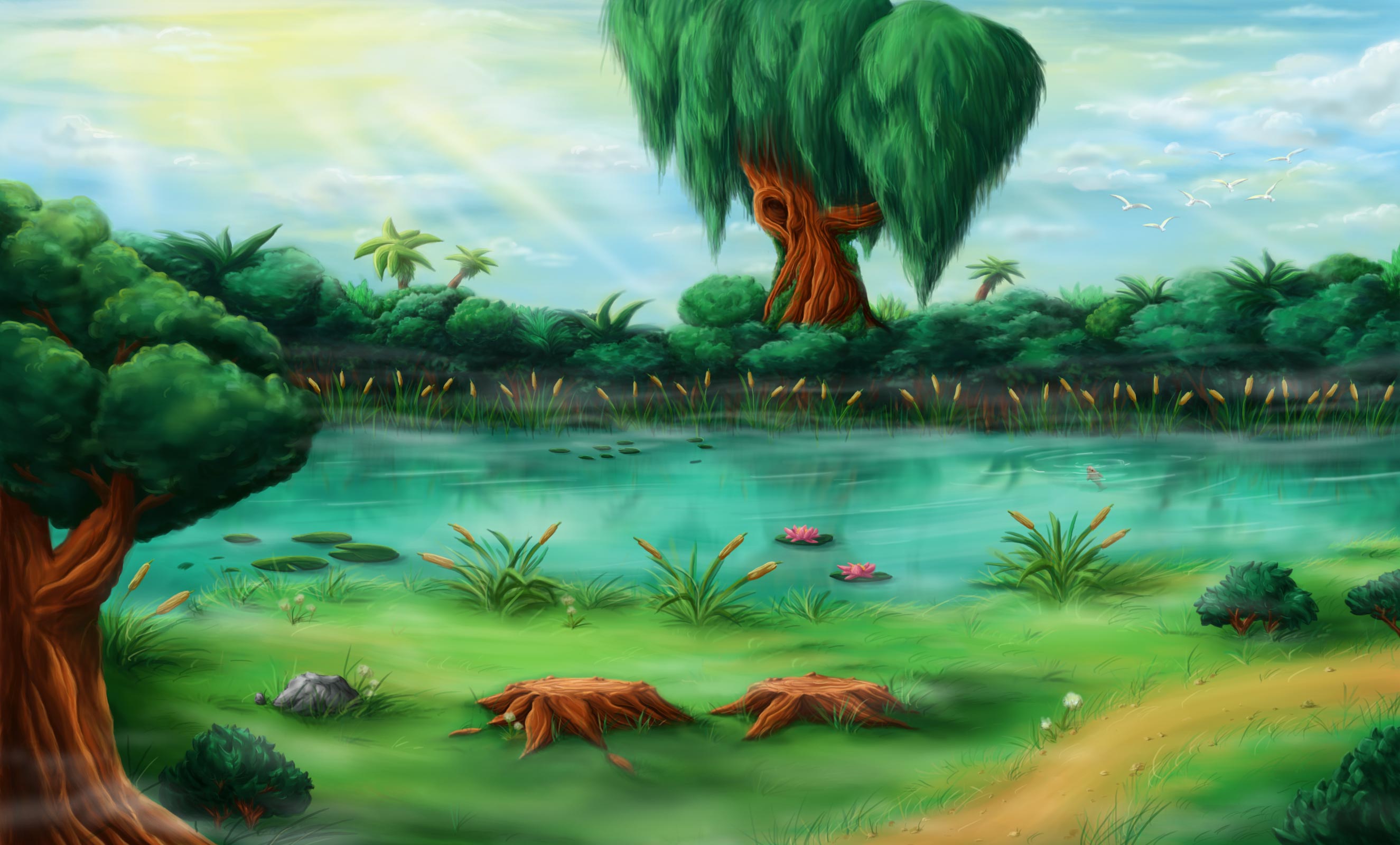 Video Game Art Miscrits Nature Trees 2650x1600