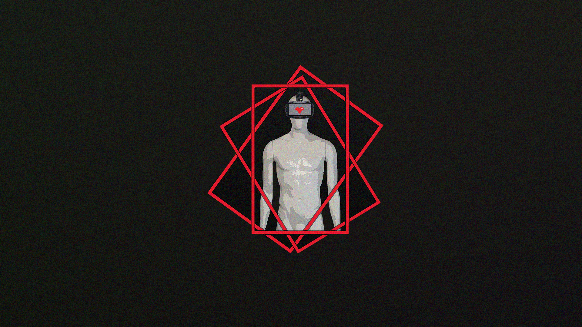 Mannequin Geometric Figures Geometry Red Black Simple Background Virtual Reality Virtual Reality Hea 1920x1080