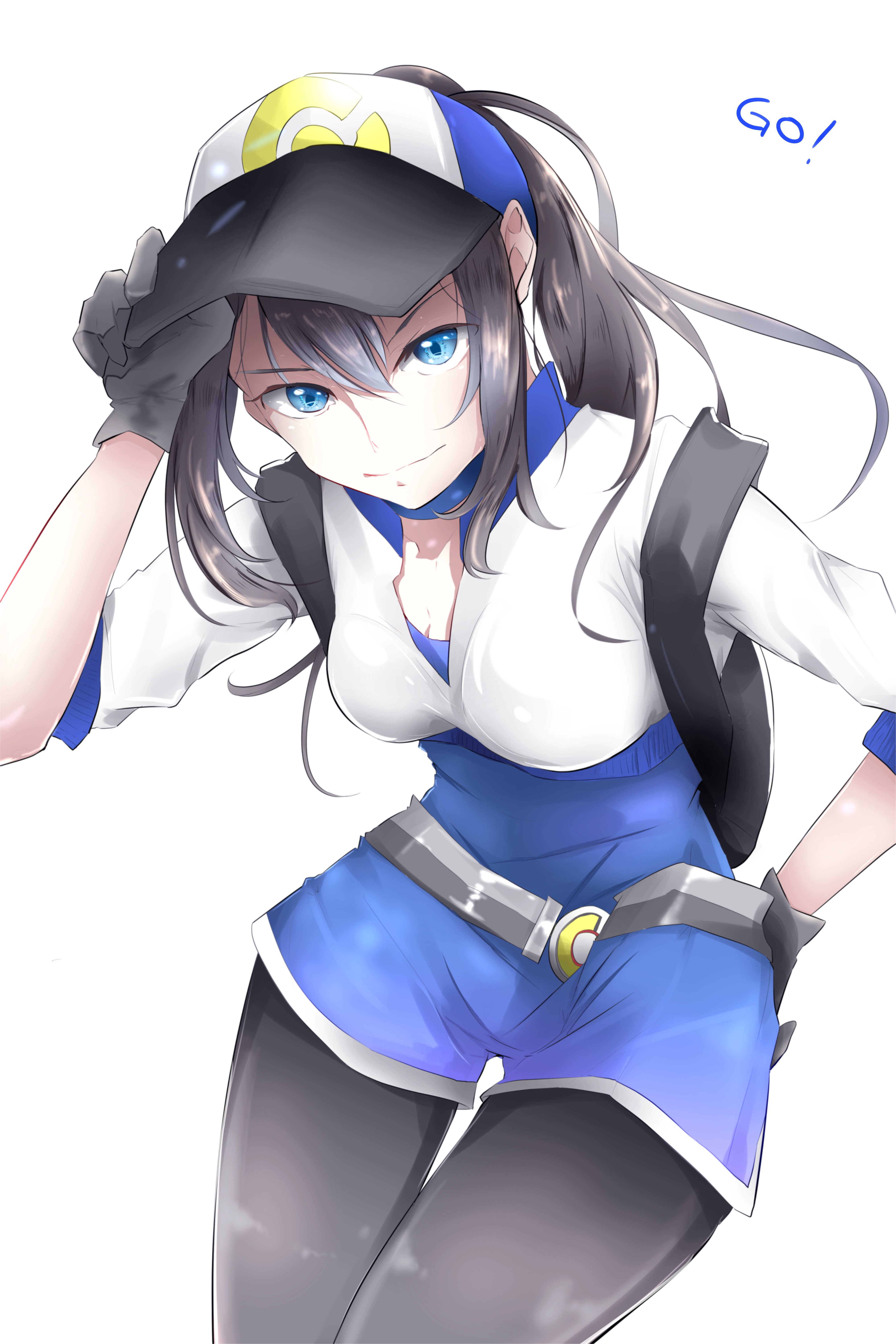 Anime Anime Girls Pokemon Pokemon Go Pokemon Trainers Long Hair Blue Eyes Baseball Caps 4018x6027