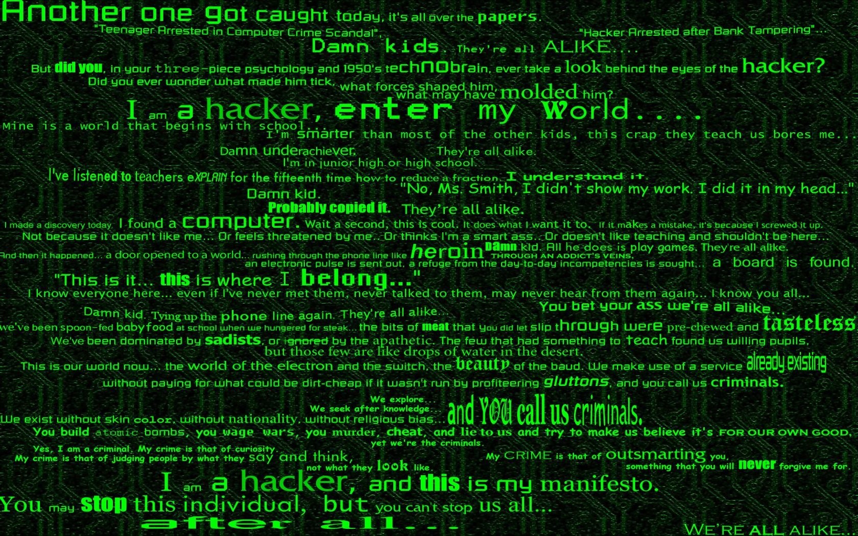 Text Green Background Hacking Satire Humor Terrorist Parody Green 1680x1050