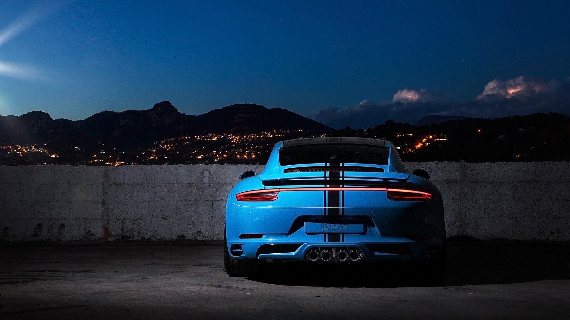 Car Porsche 911 Carrera S Porsche Night Panorama Blue 1920x1080