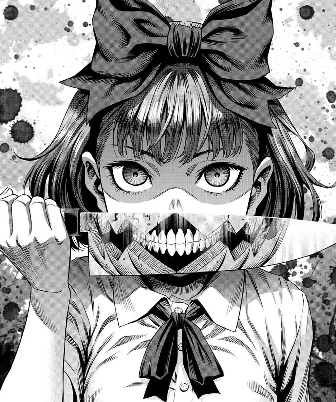Manga Anime Knife Dark Low Saturation Monochrome Black White Psycho Psychonauts Frontal View Vertica 1080x1293