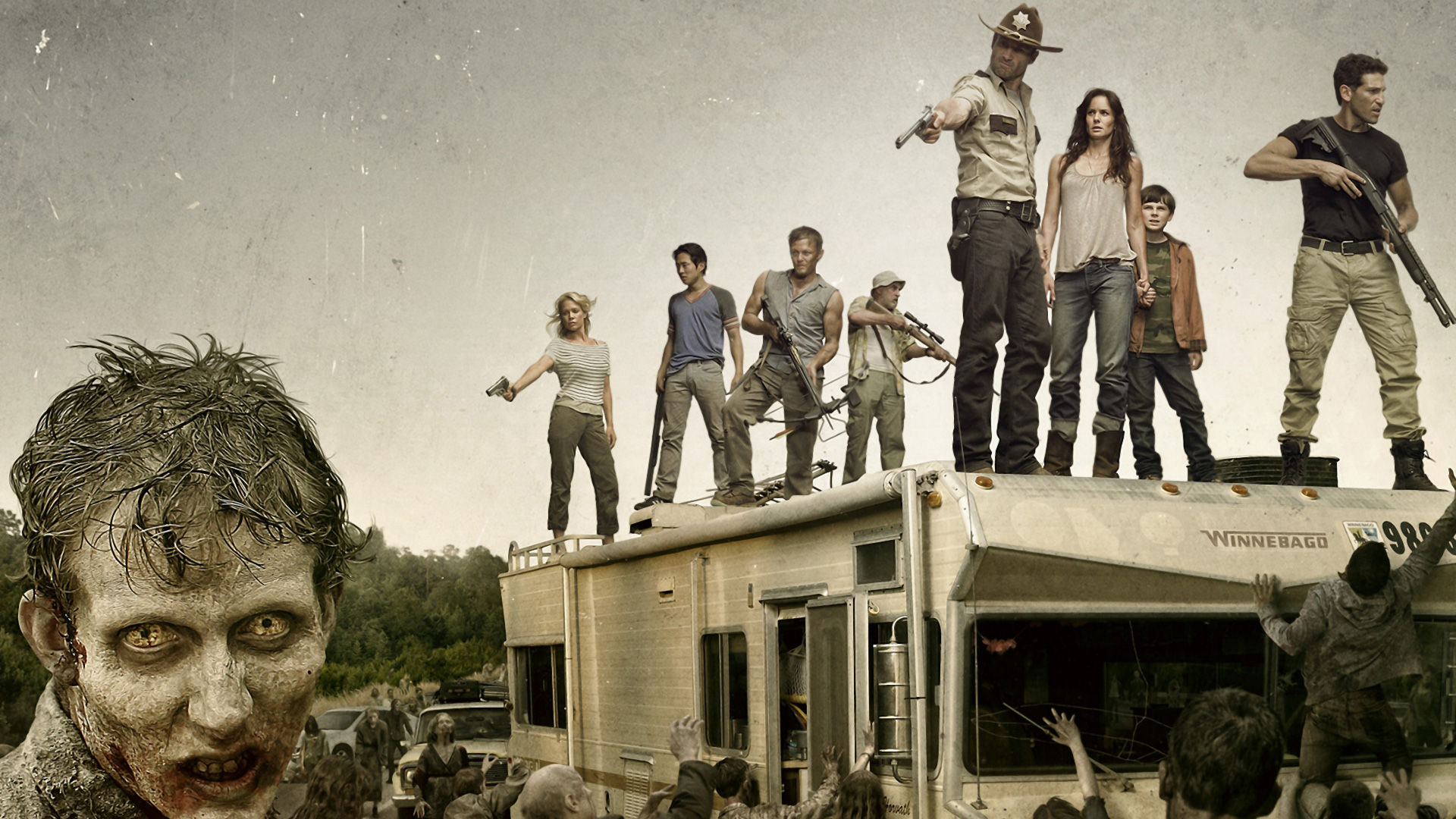 Andrew Lincoln Rick Grimes Steven Yeun Glenn Rhee Jon Bernthal Shane Walsh Laurie Holden Andrea Harr 1920x1080