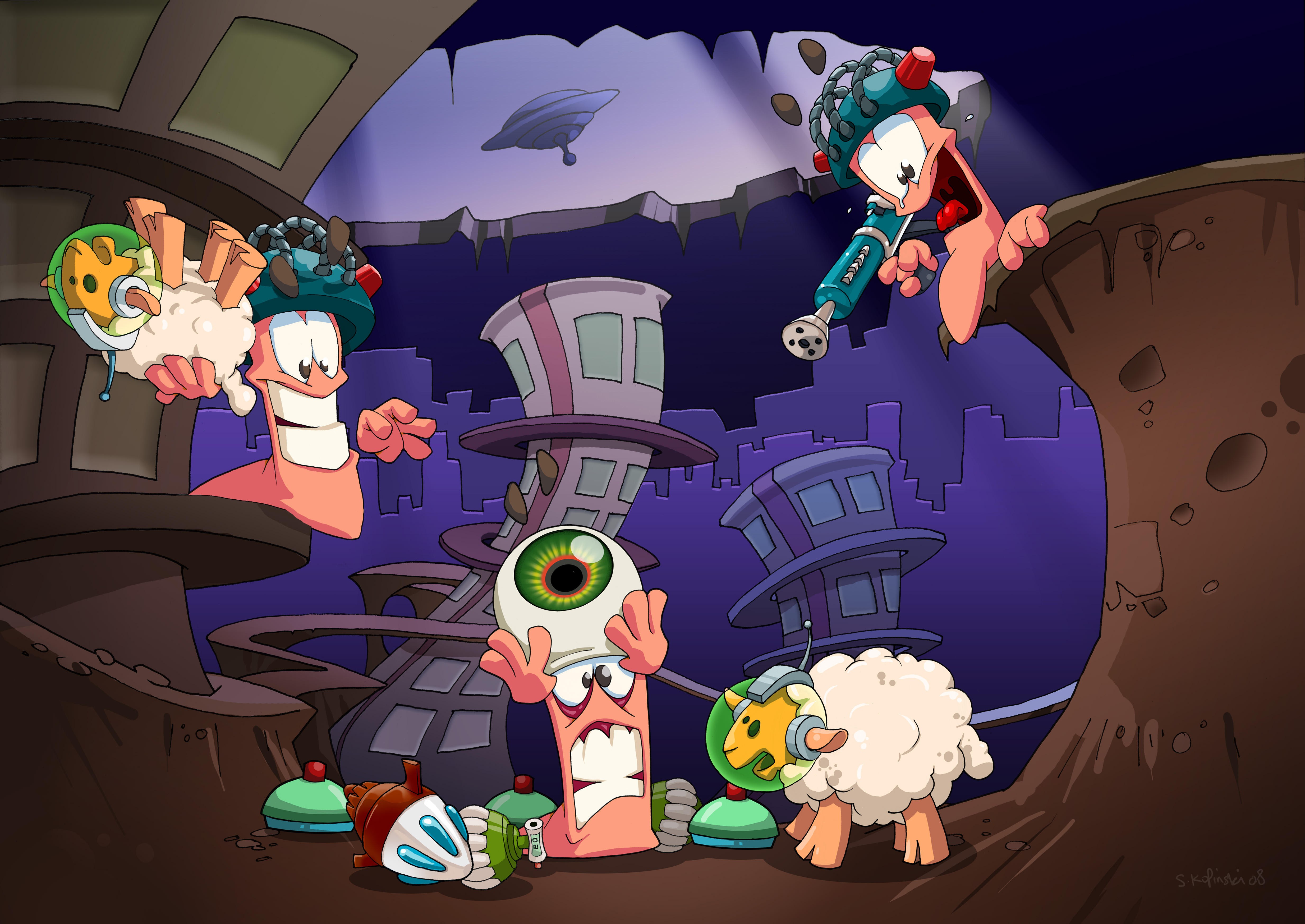 Worms Worms A Space Oddity Video Game Art Video Games 4936x3495