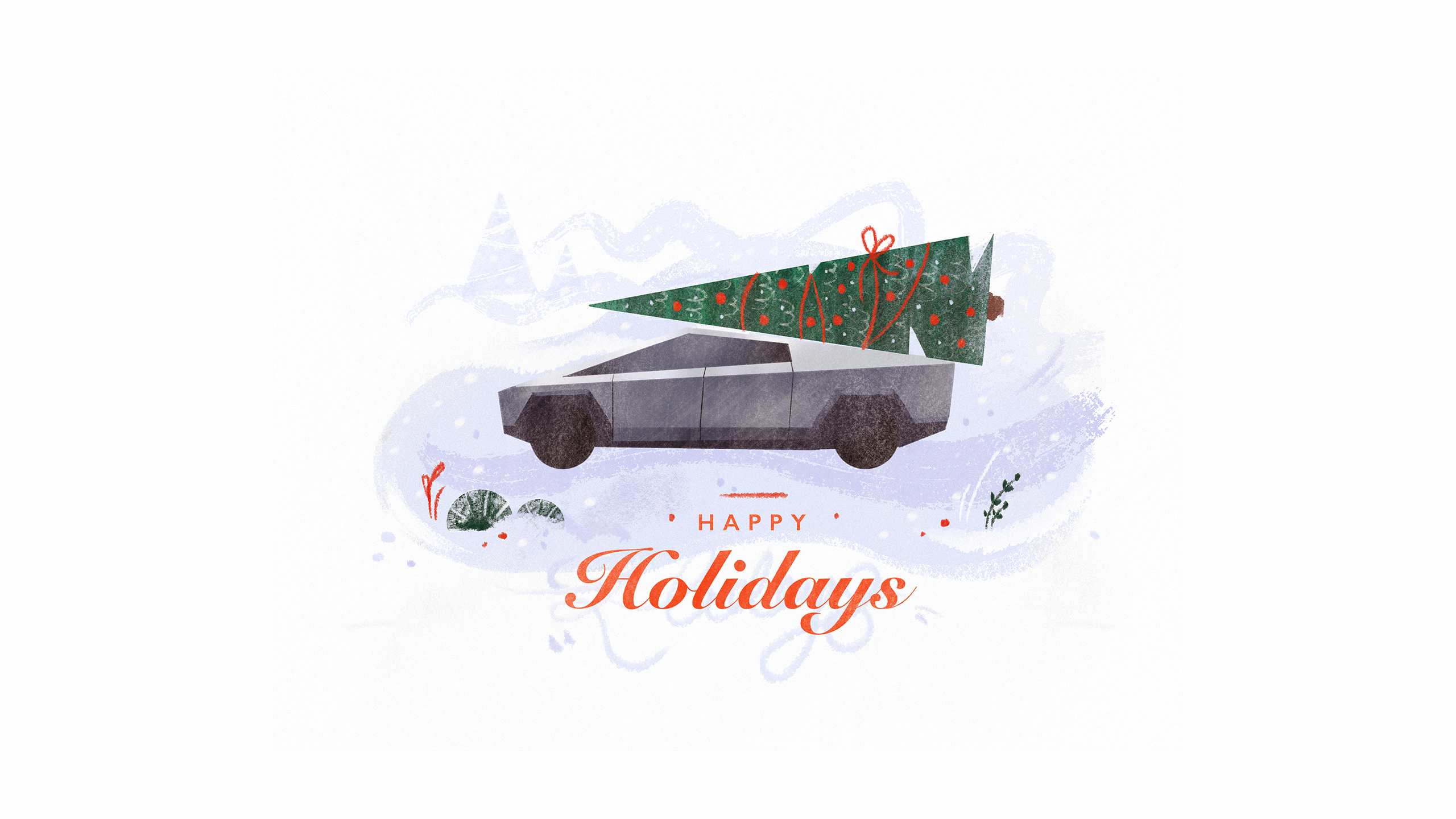 Tesla Tesla Cybertruck Christmas Tree Christmas Pine Trees 2560x1440