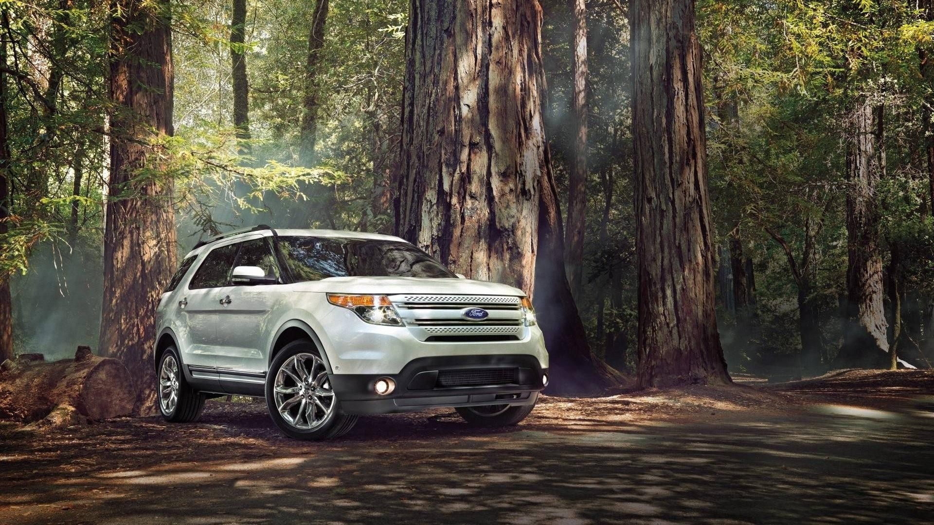 Ford Car Ford Explorer Forest Tree Trunk White Cars 1920x1080