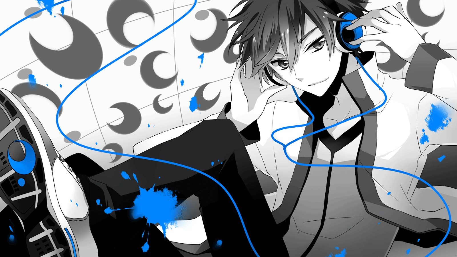 Music Selective Coloring Headphones Anime Boys Vocaloid Polychrome 1600x900
