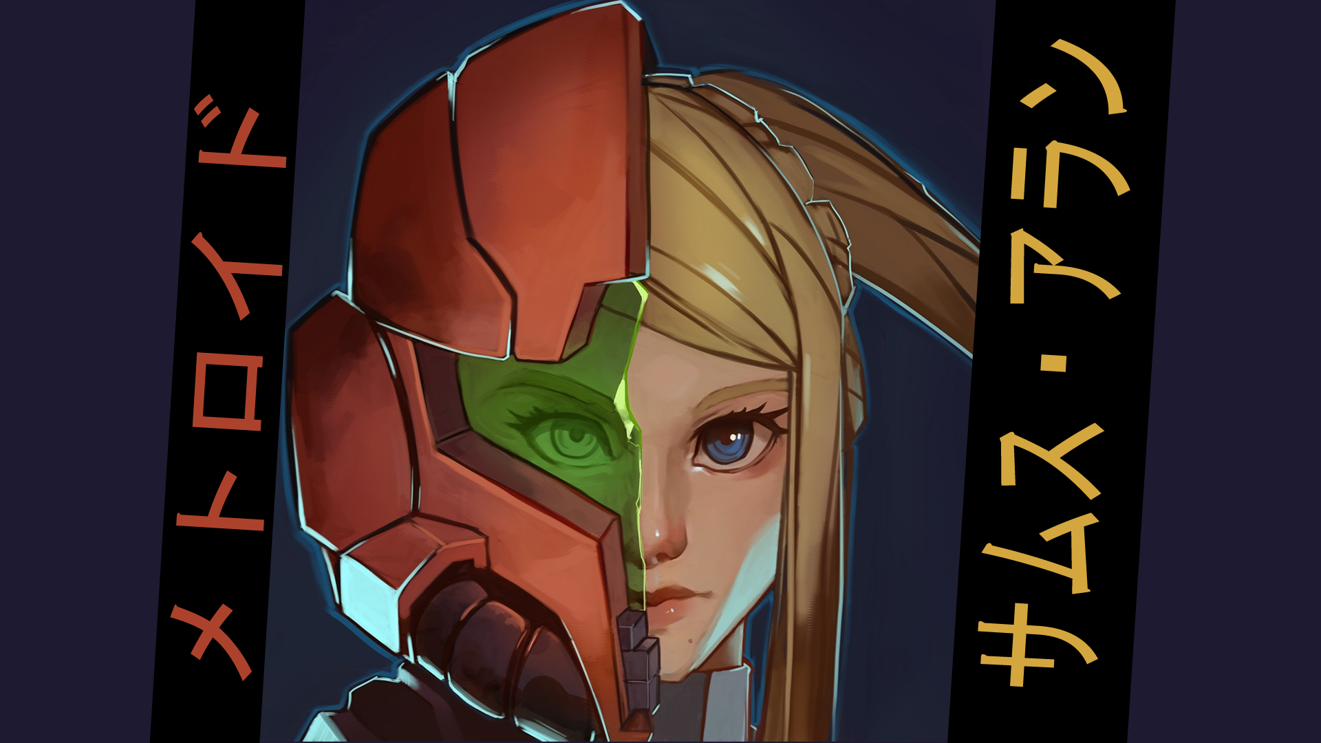 Metroid Metroid Prime Samus Aran Blonde Blue Eyes Video Game Art 1920x1080