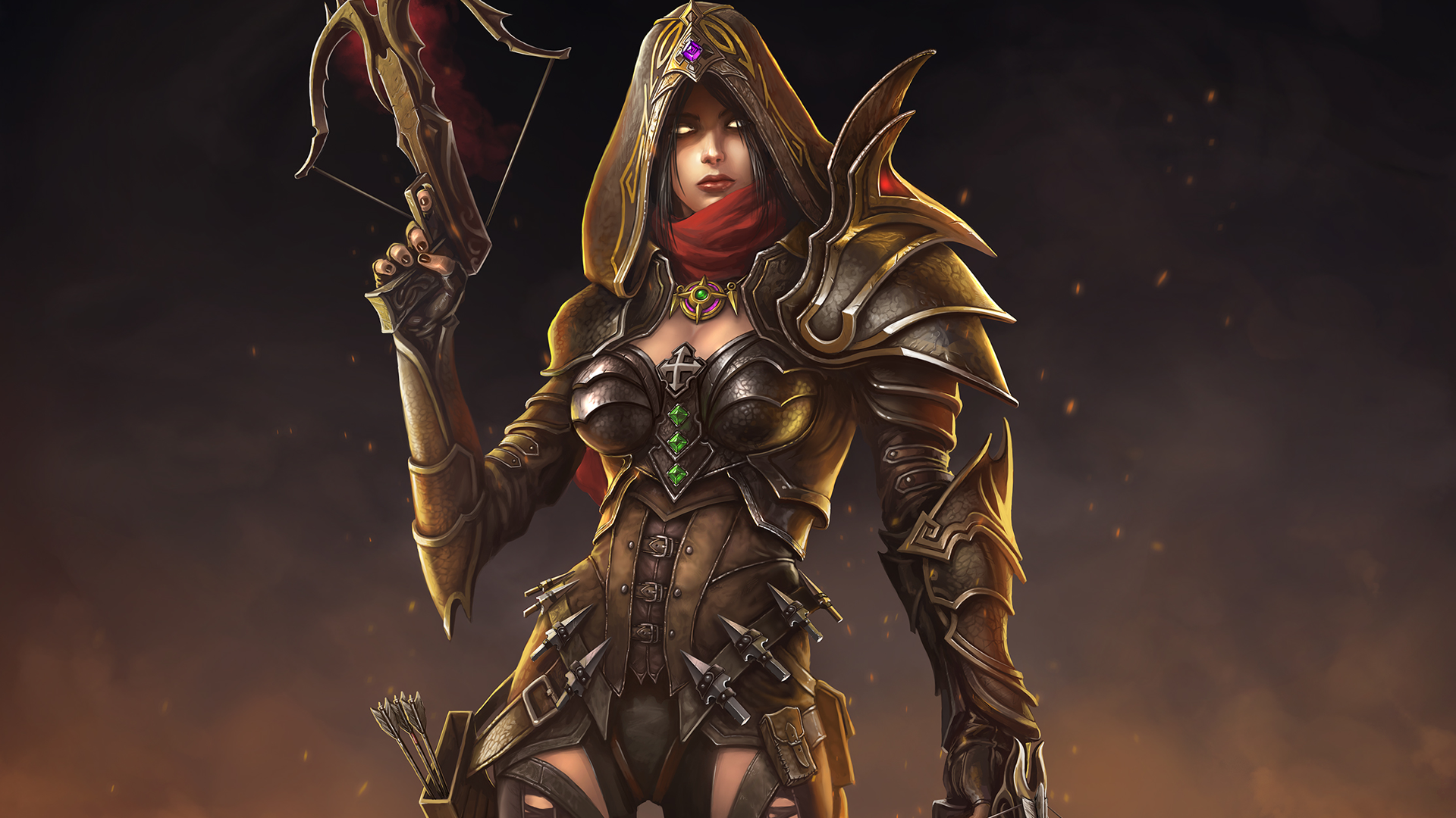 Women Fantasy Art Diablo Iii Video Games Demon Hunter Diablo Valla 1920x1080