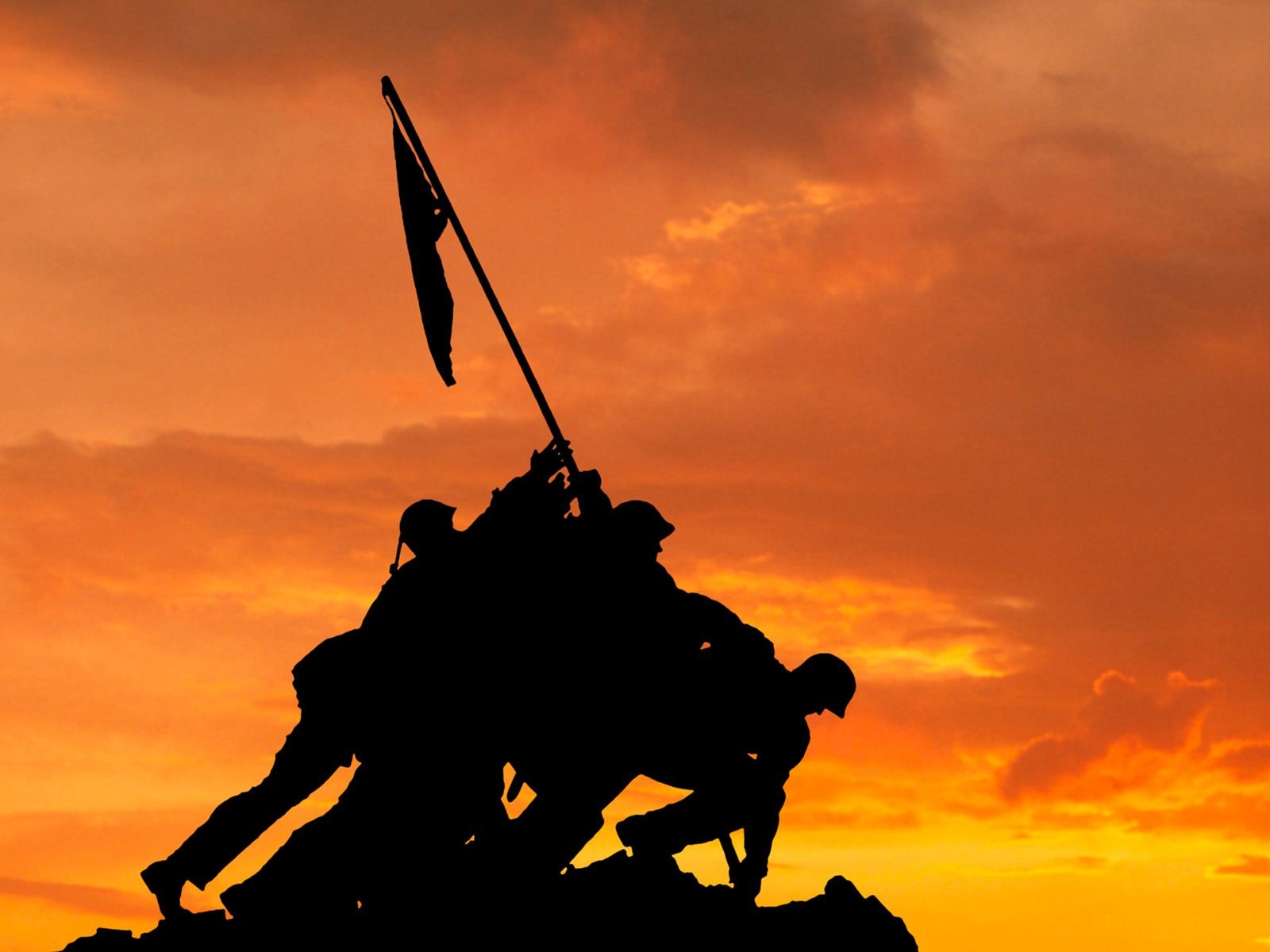 Iwo Jima Sculpture Monument Silhouette 1600x1200