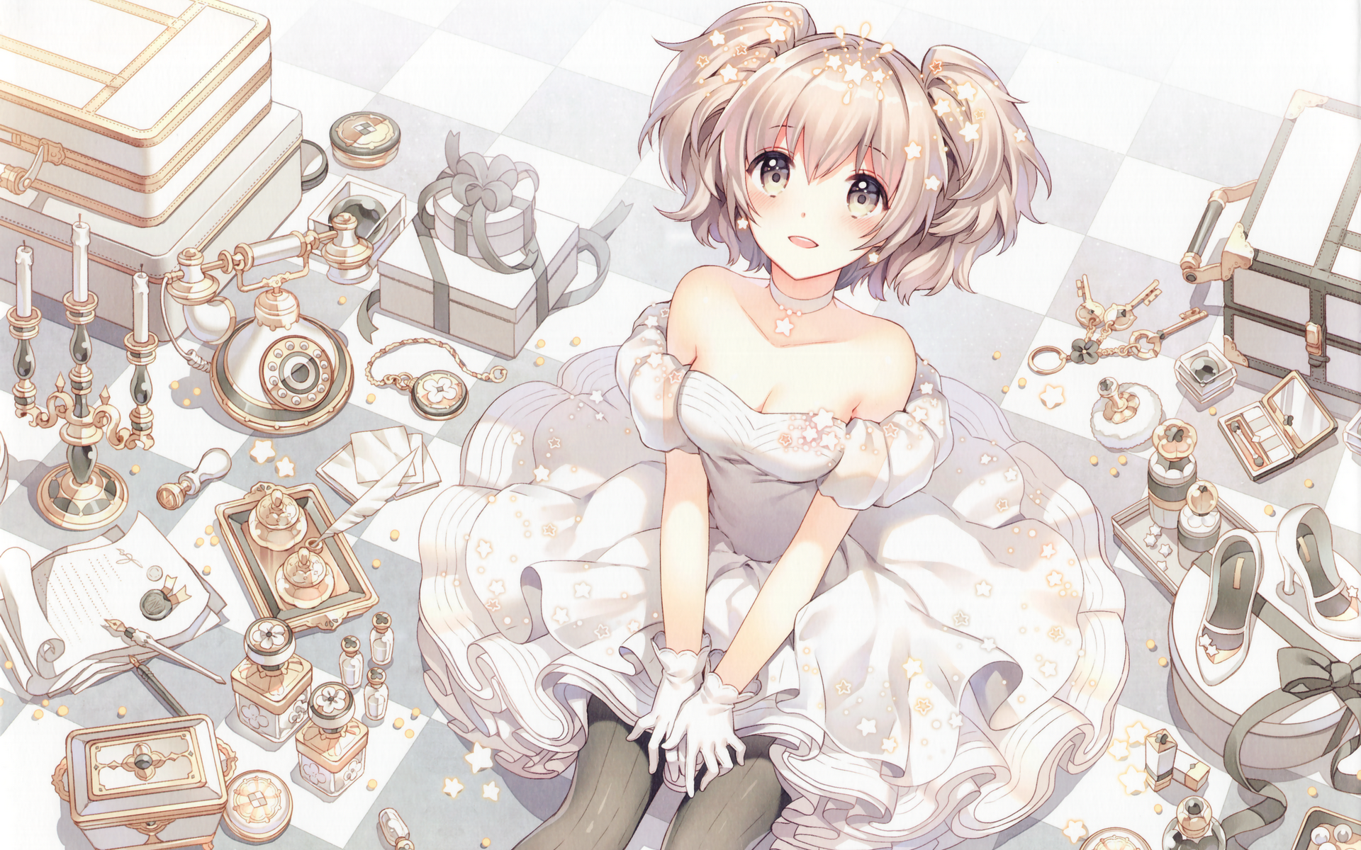 Nardack Dress Gloves Jewelry Stars Pearls Shoes Phone Anime Anime Girls Original Characters Twintail 1920x1200