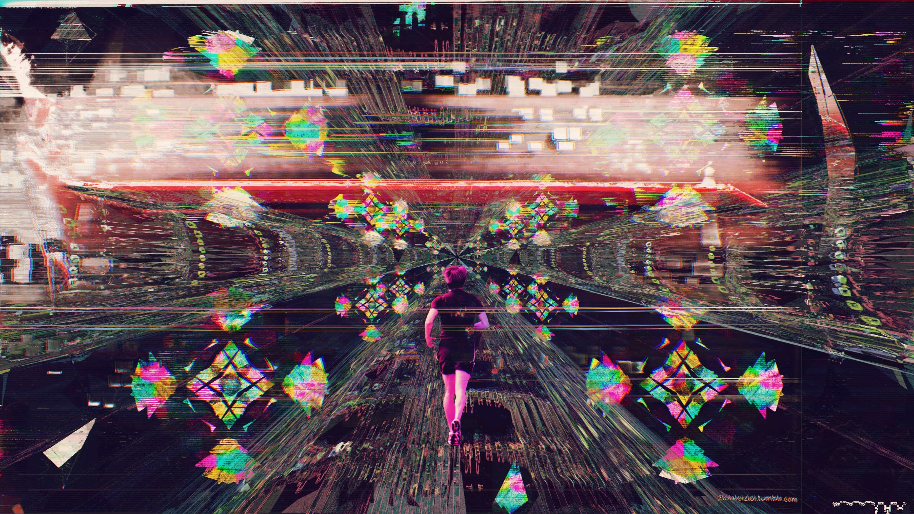 Cyberpunk Abstract Run Psychedelic 3840x2160