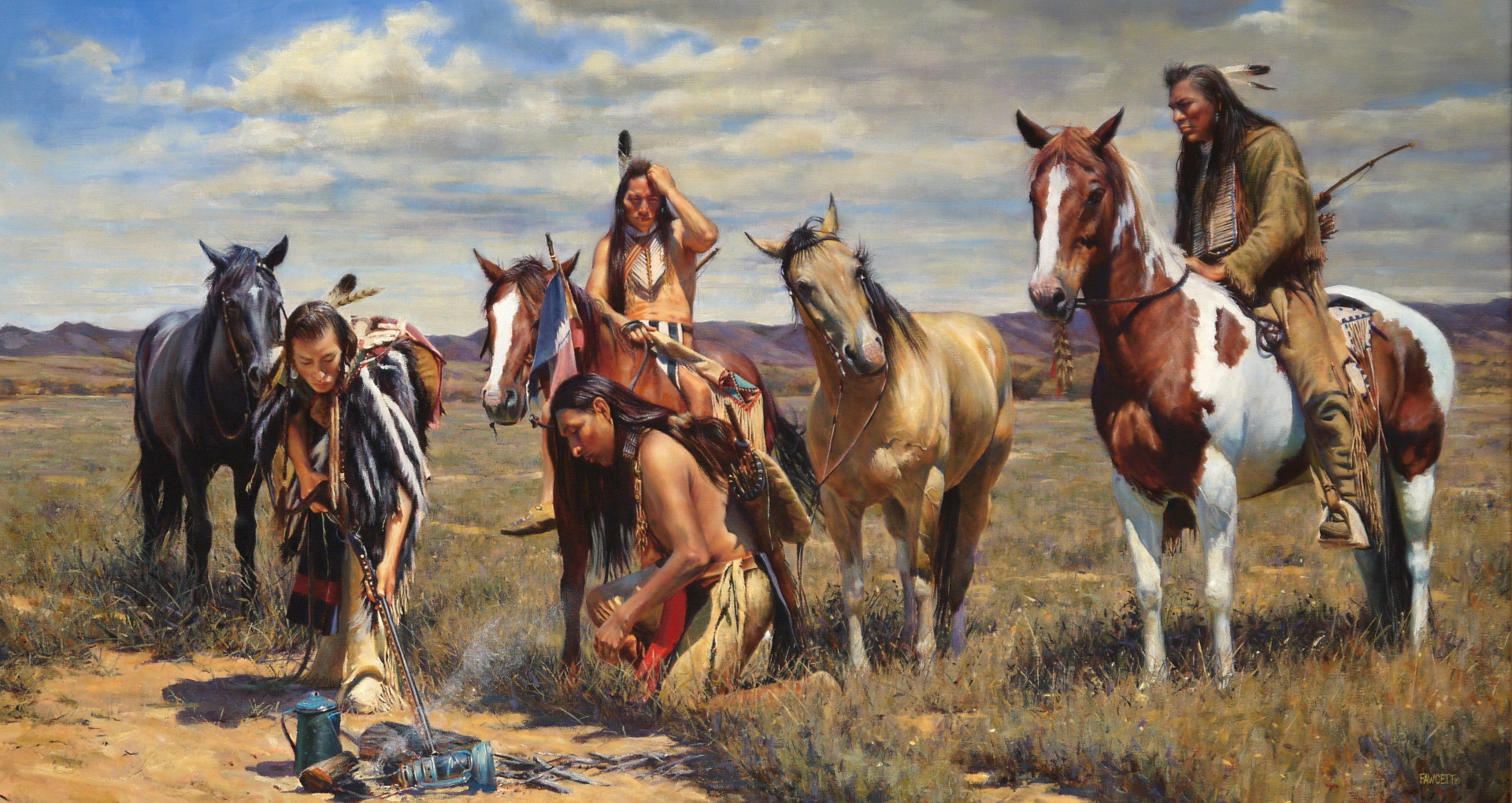 Artwork Native Americans Horse John Fawcett 1920x1020