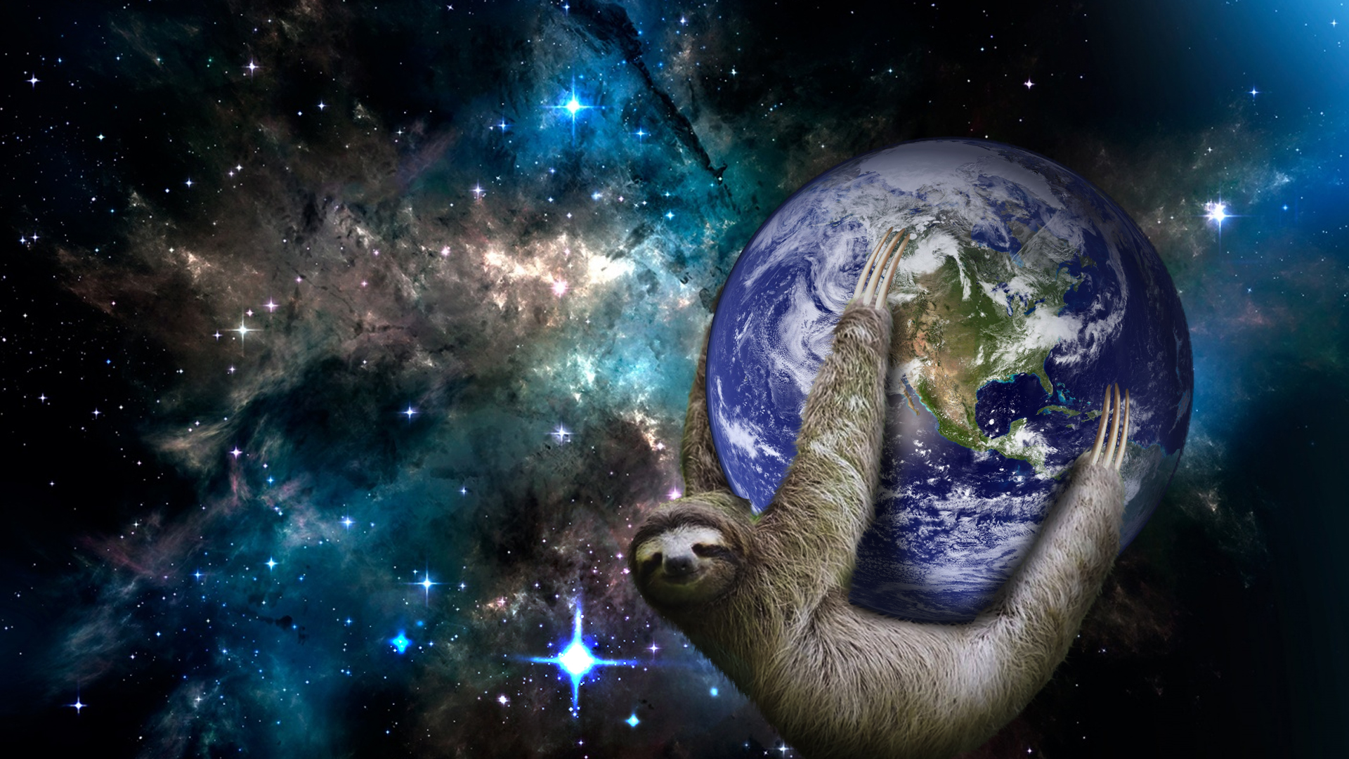 Space Sloths Space Art Animals Planet 1920x1080