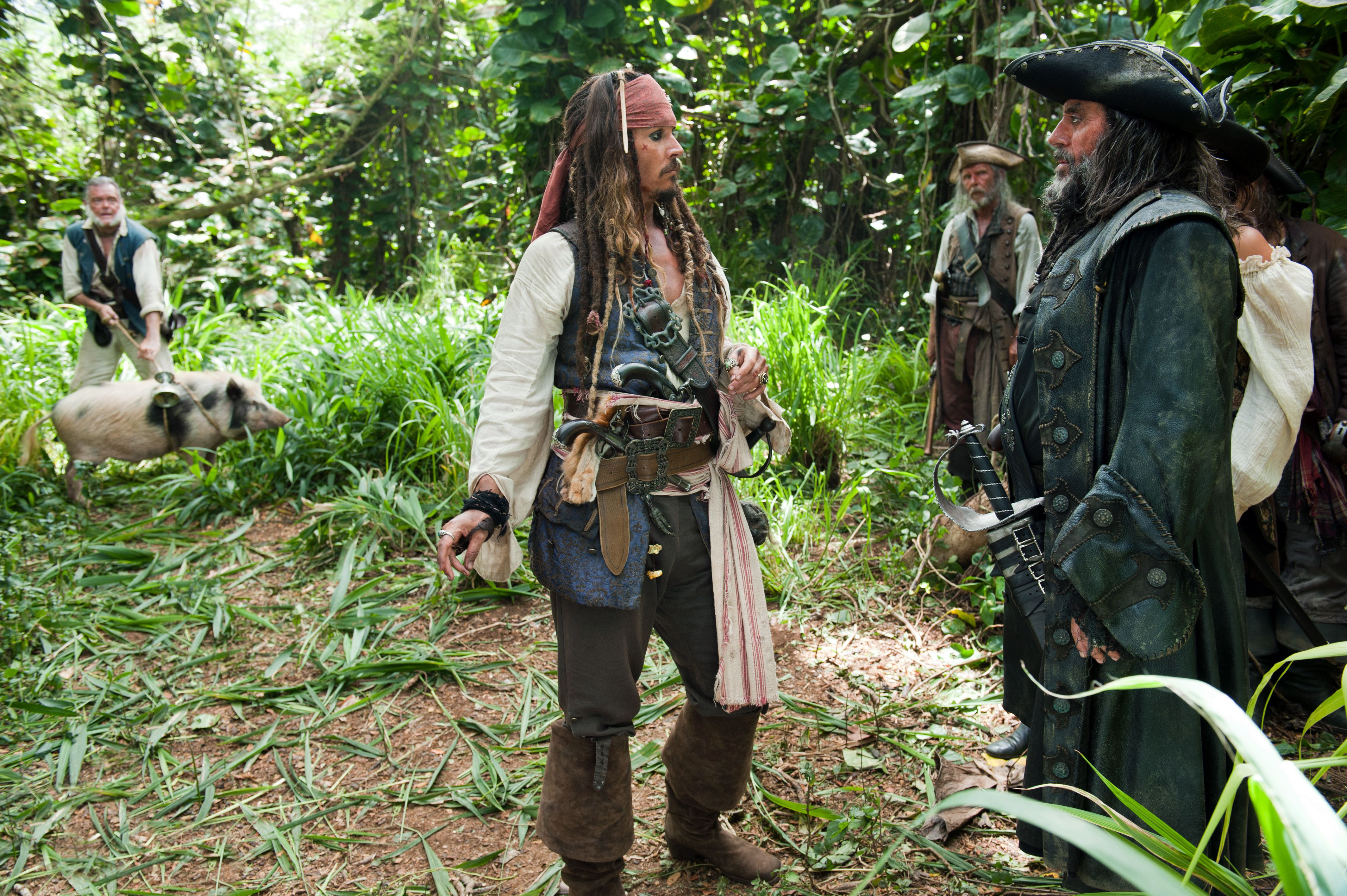 Jack Sparrow Johnny Depp Blackbeard Pirates Of The Caribbean Ian McShane Joshamee Gibbs Kevin McNall 4256x2832