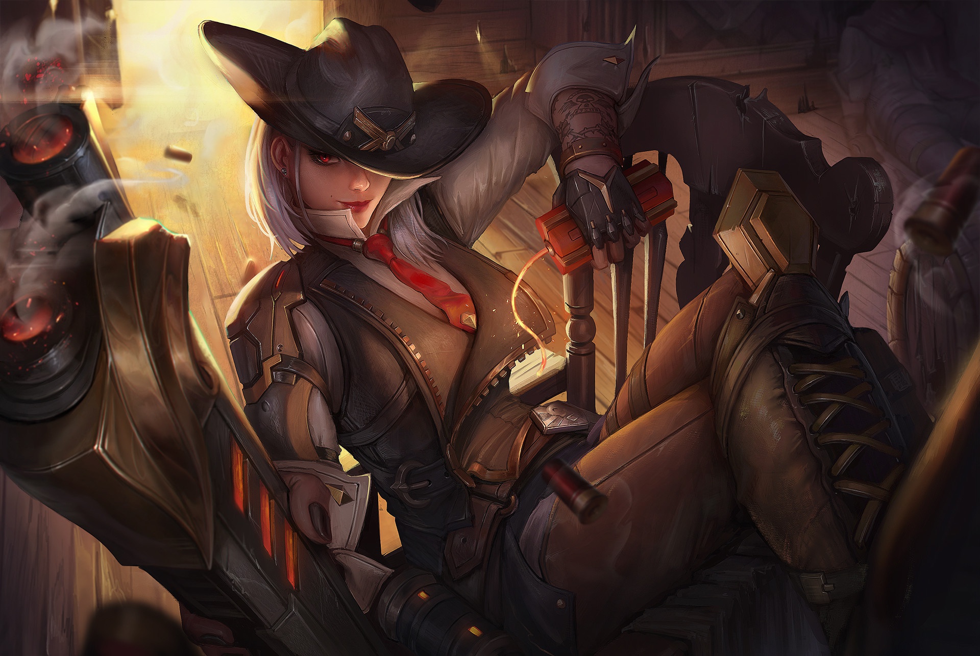 PC Gaming Blizzard Entertainment Video Games Red Eyes Anime Girls Anime Overwatch Ashe Overwatch 1920x1286