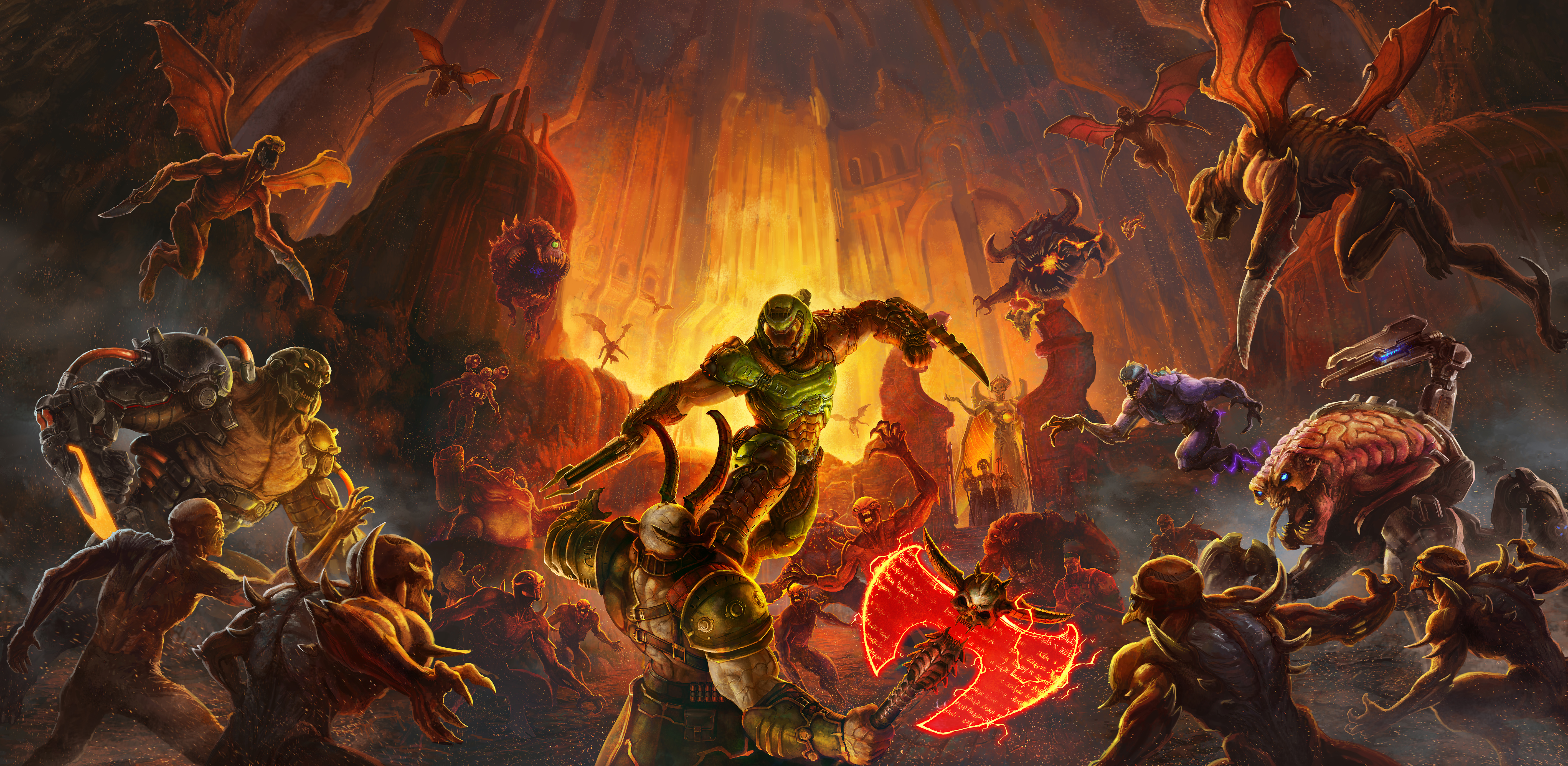 DOOM Eternal Doom Slayers Club Video Games Video Game Art 5654x2763