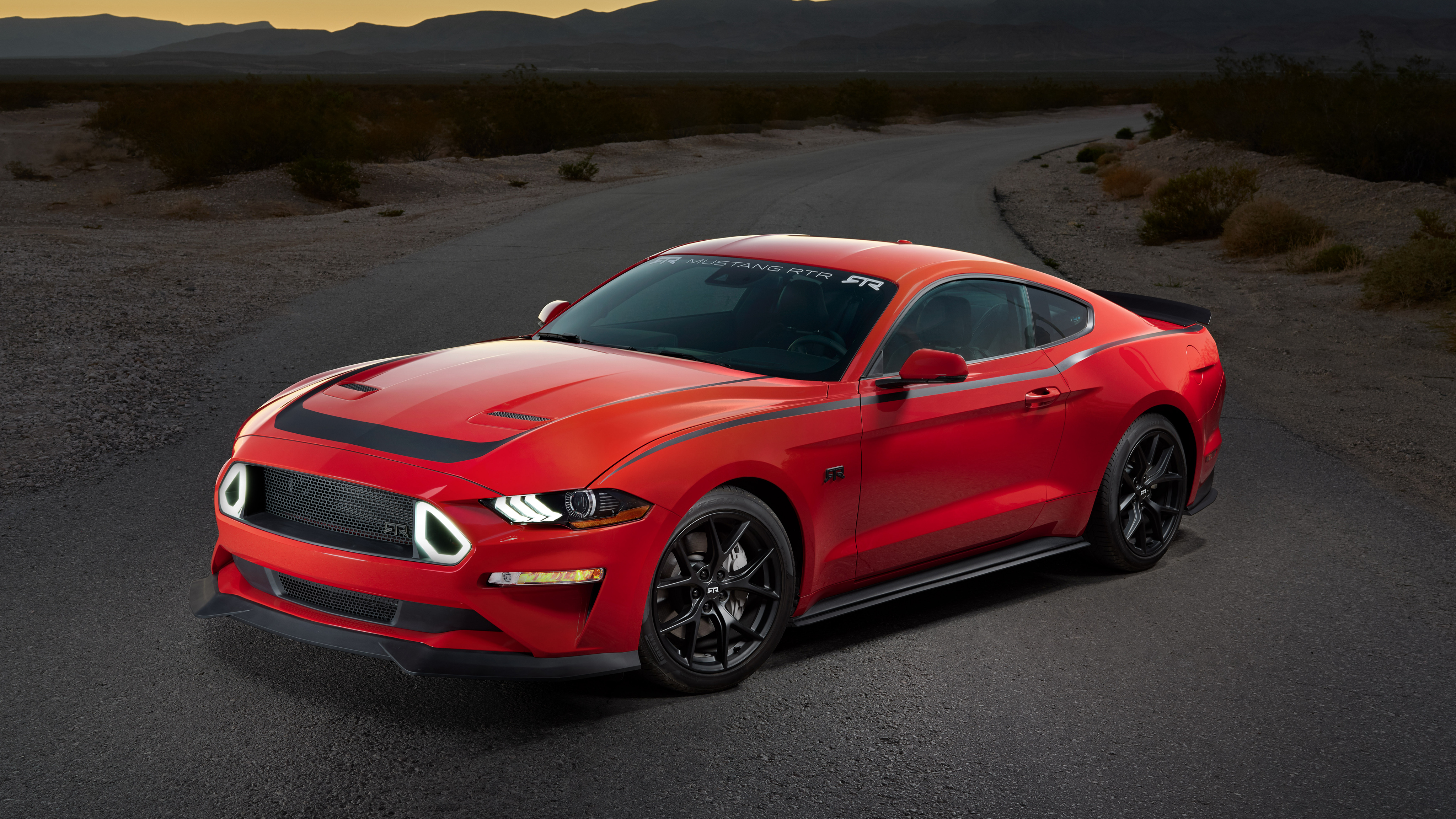 Ford Mustang RTR Car Vehicle Muscle Car Road Desert Red Cars 4096x2304