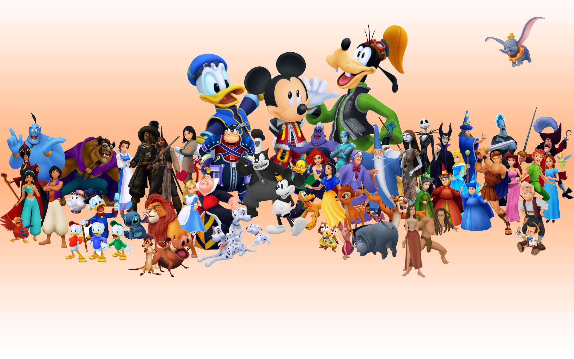 Disney Mickey Mouse Pluto Donald Duck Collage Dumbo Beast Beauty And The Beast Huey Duck Louie Duck  1920x1200