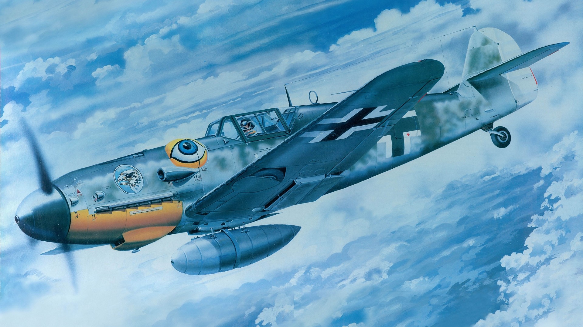 World War Ii Messerschmitt Messerschmitt Bf 109 Luftwaffe Aircraft Military Artwork Military Aircraf 1920x1080