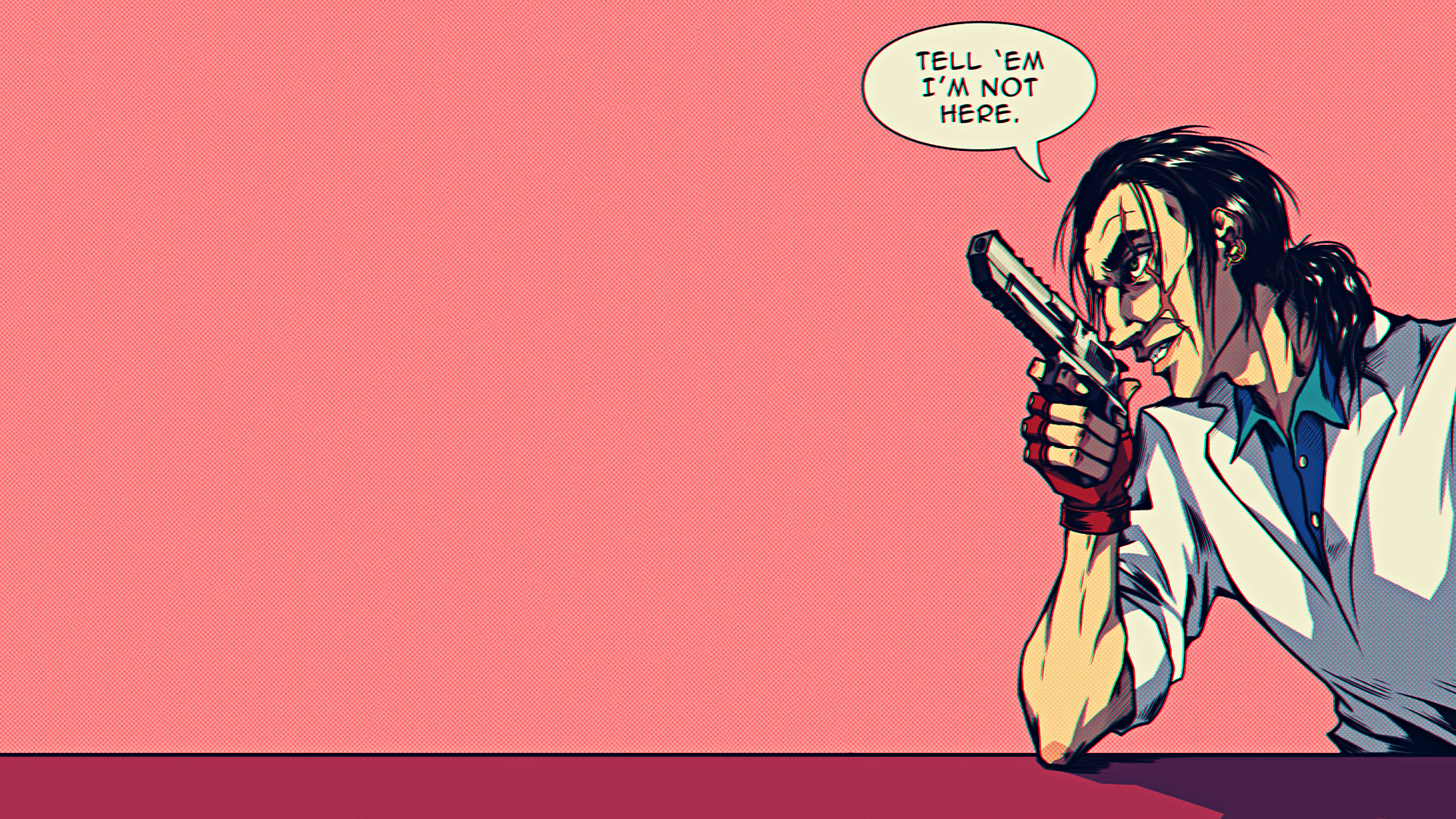 Hotline Miami Hotline Miami 2 Wrong Number Desert Eagle Long Hair Simple Background Scars 1920x1080