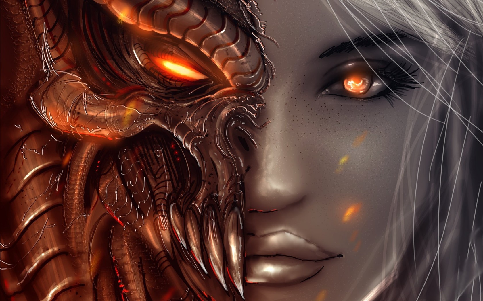 Diablo Devils Red Eyes Fantasy Girl Video Games 1680x1050