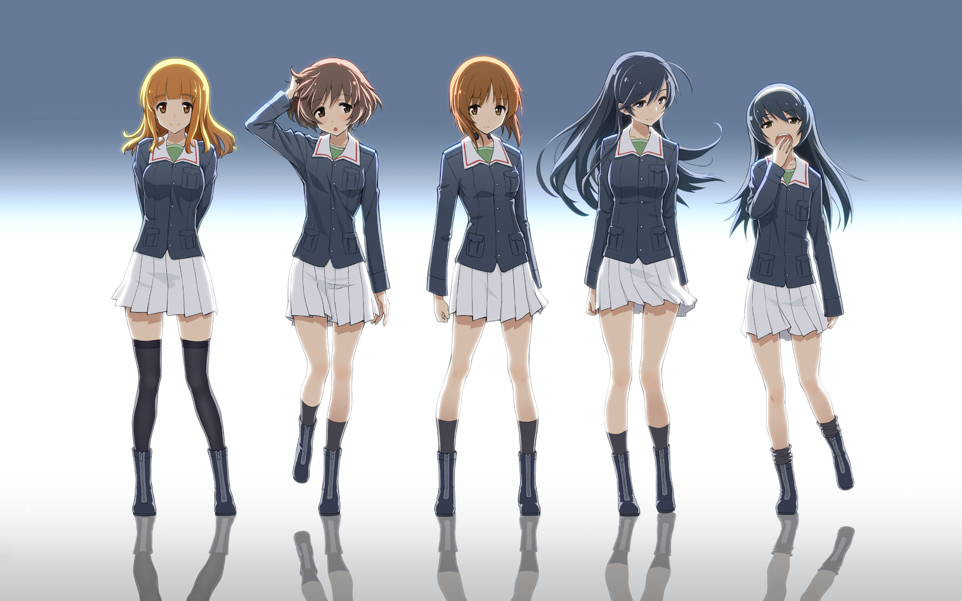 Yukari Akiyama Hana Isuzu Miho Nishizumi Mako Reizei Saori Takebe Girl Uniform Girls Und Panzer Skir 1920x1200