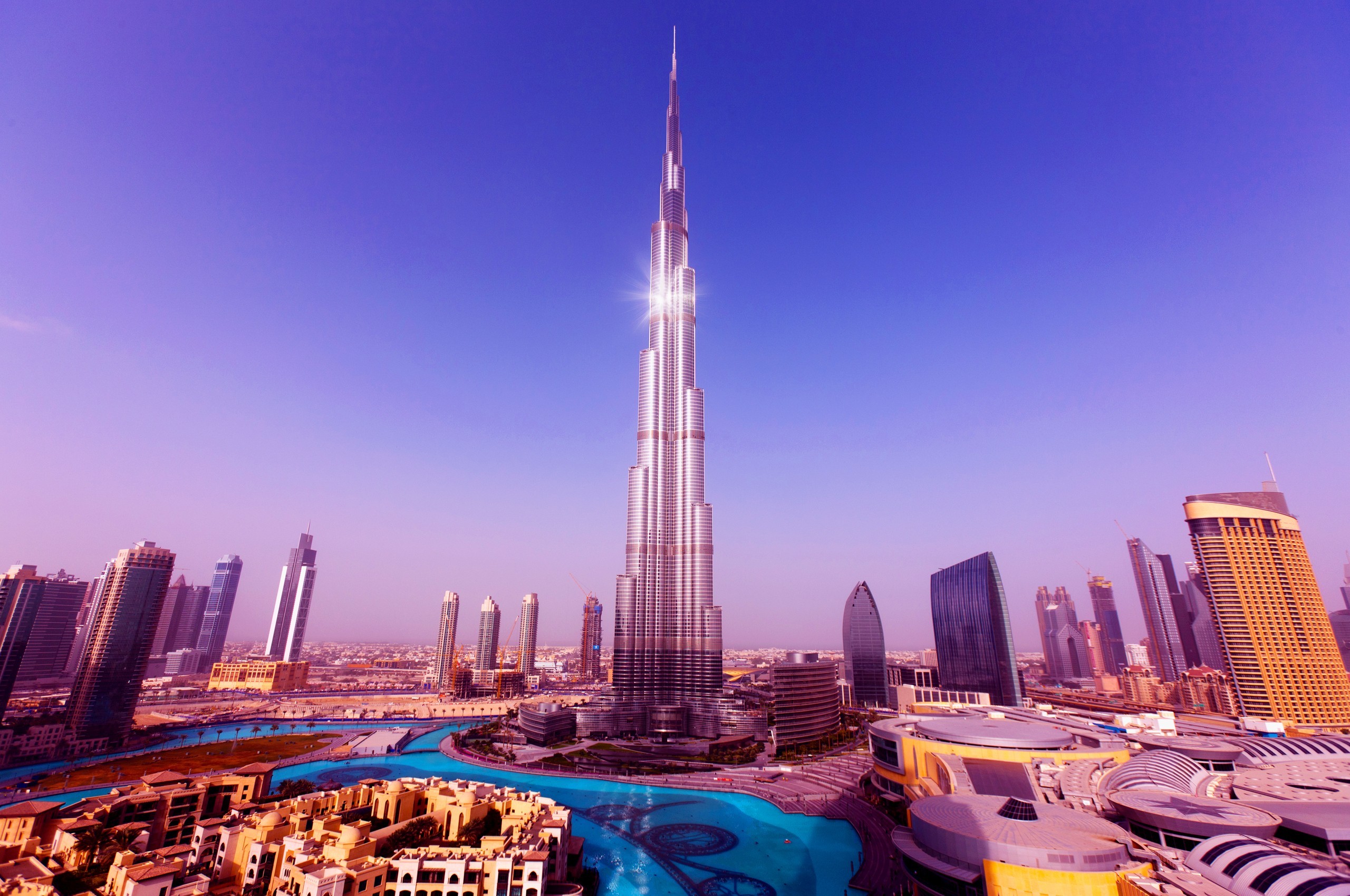 City Urban Cityscape Skyscraper Lens Flare Burj Khalifa Dubai 2560x1700