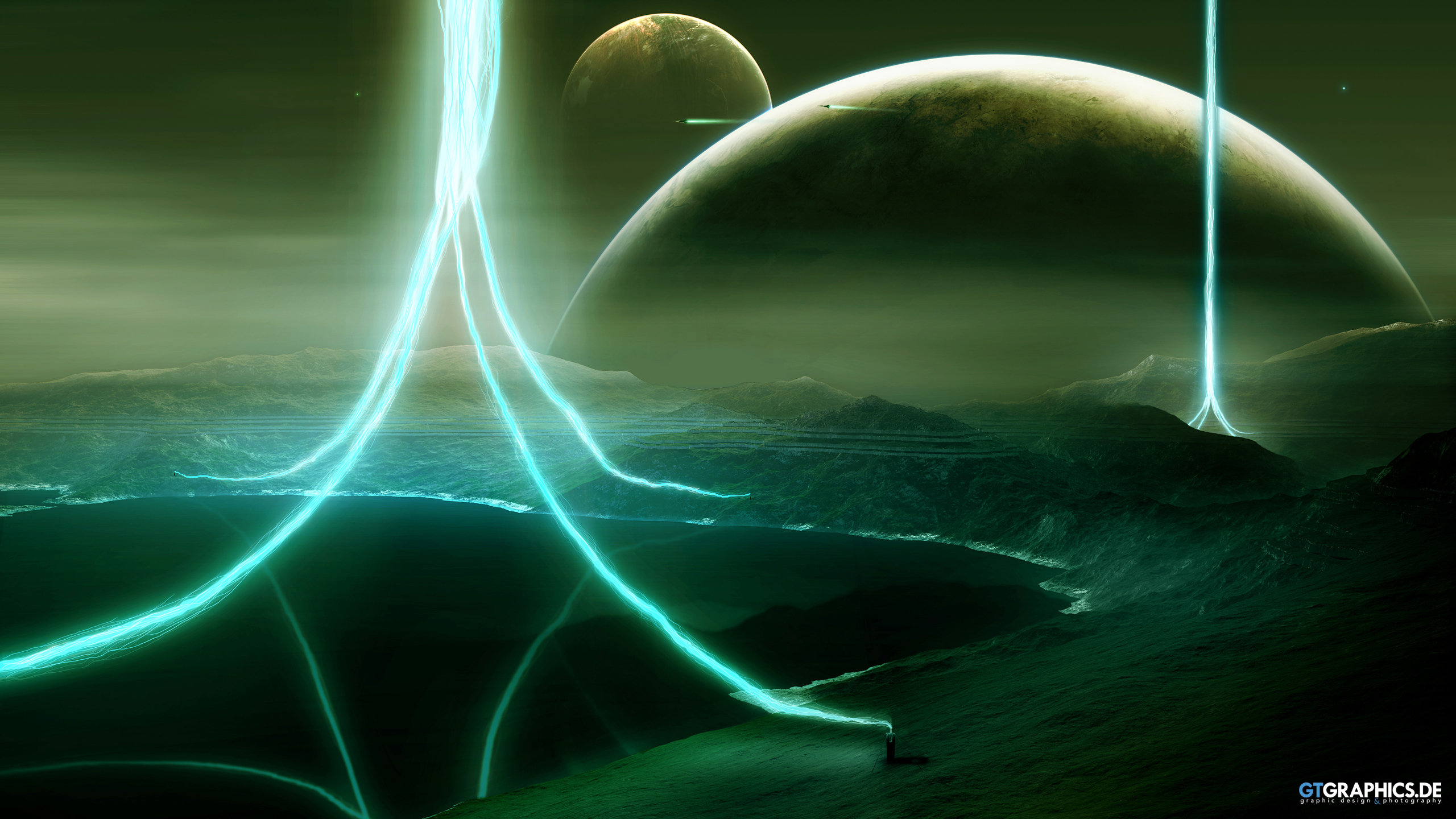 Taenaron Science Fiction Futuristic 3D Planet Space 2560x1440