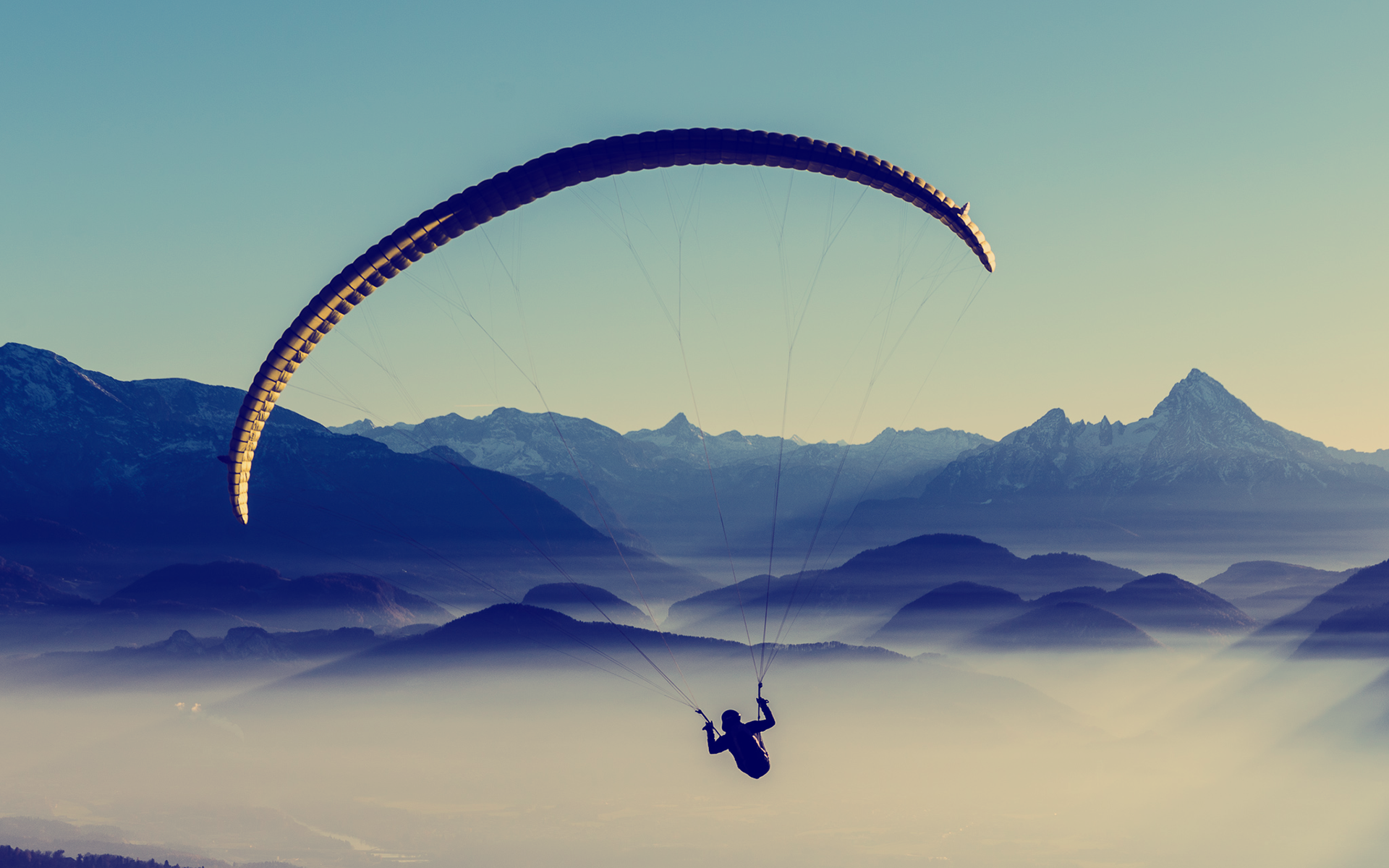 Mountains Clear Sky Sky Parachutes 1920x1200