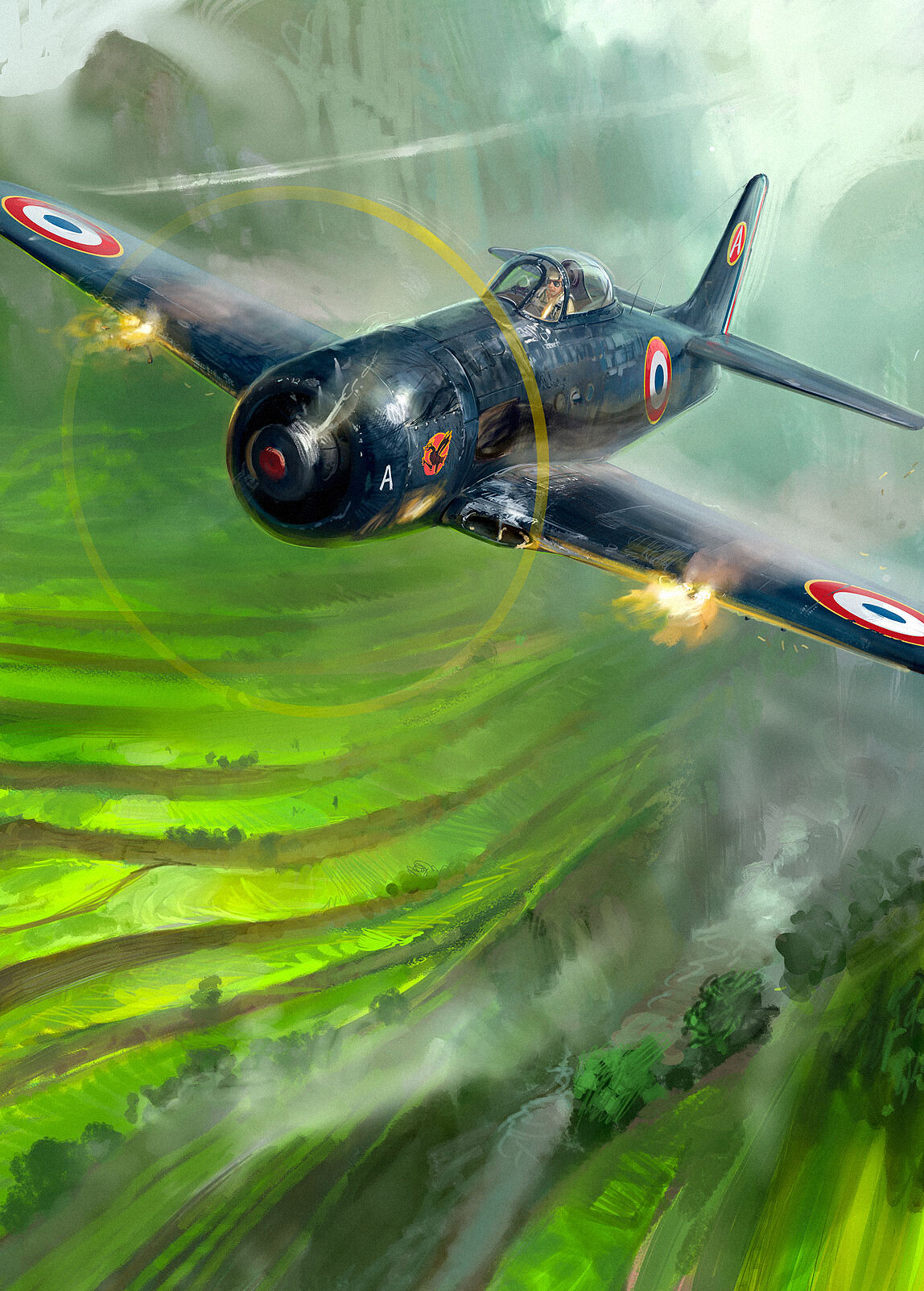 Vietnam Propeller Mountains Pilot Sparks Digital Art Mist Grumman F8F Bearcat 1148x1603