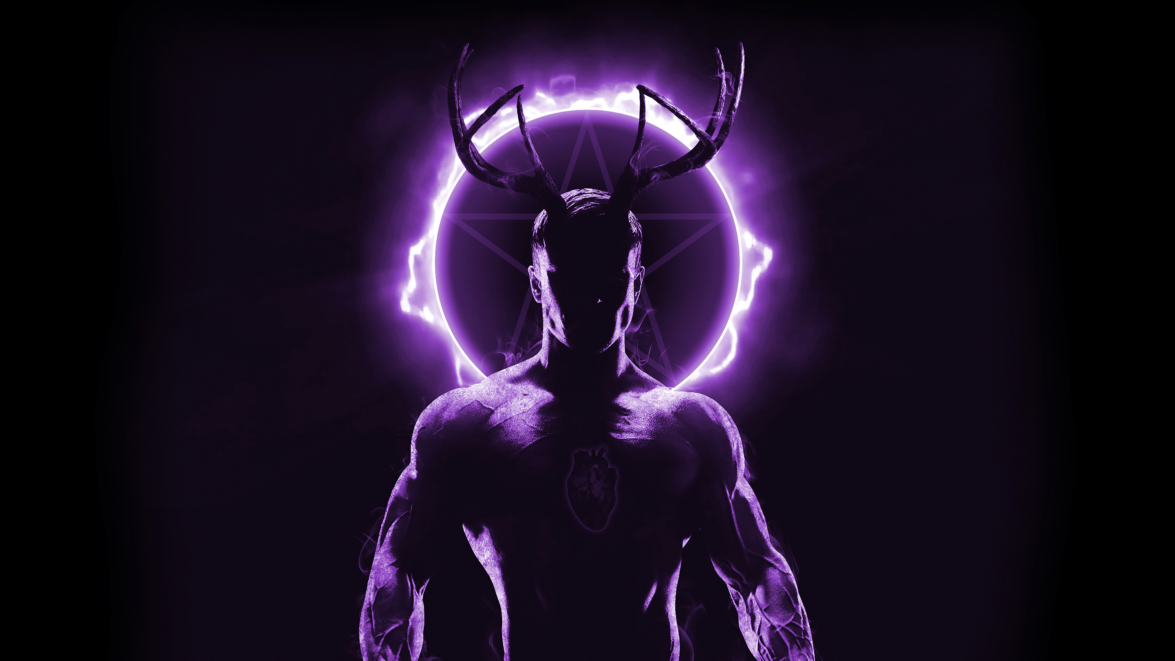 Digital Digital Art Artwork Illustration Photoshop Photo Manipulation Demon Men Purple Fire Fantasy  3840x2160