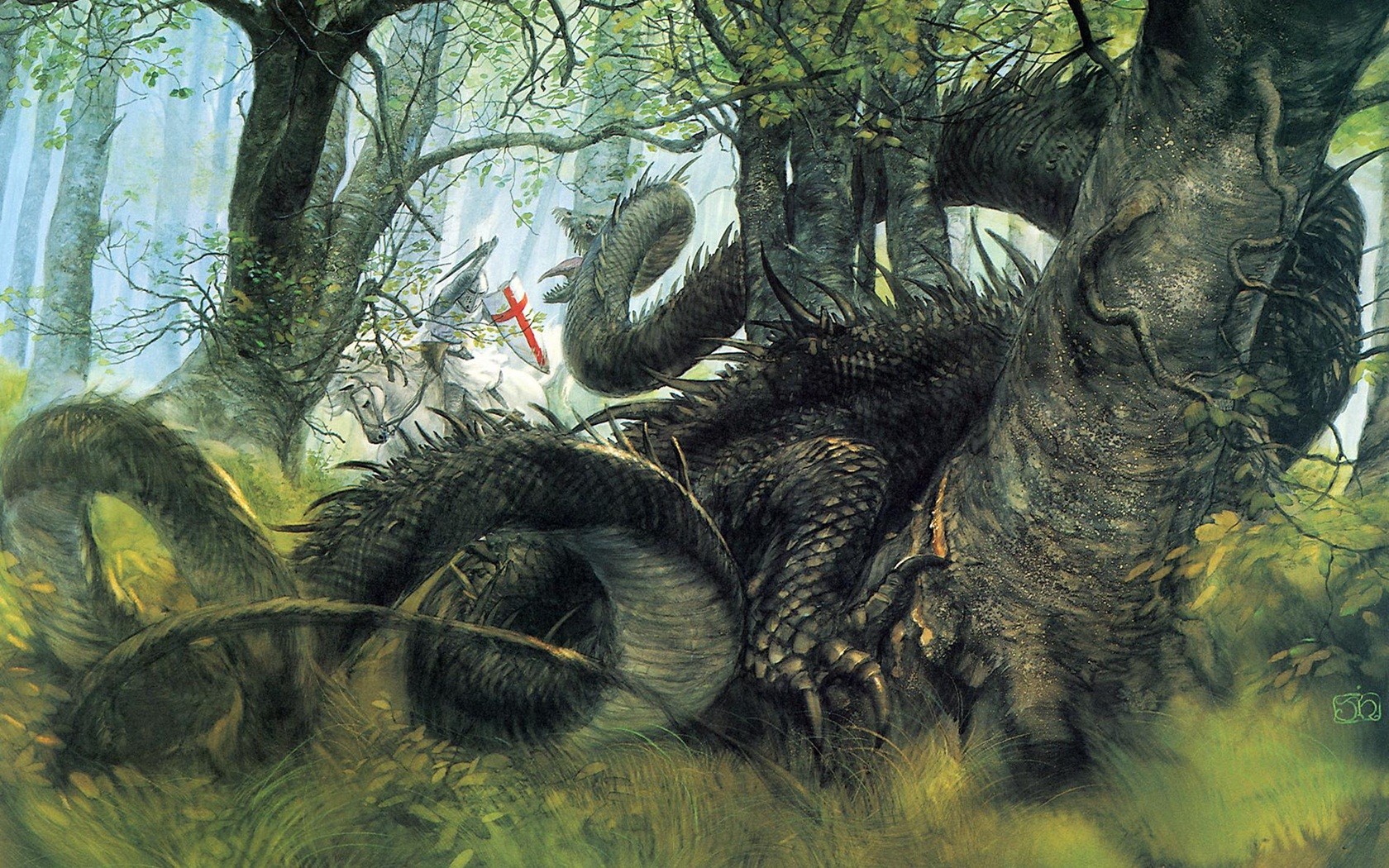 Dragon John Howe Fantasy Art Trees Creature 1680x1050