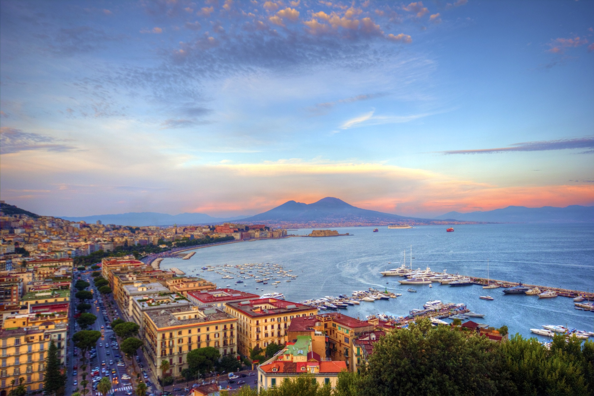 Naples Campania Landscape Italy Bay Sea Mount Vesuvius 2048x1364