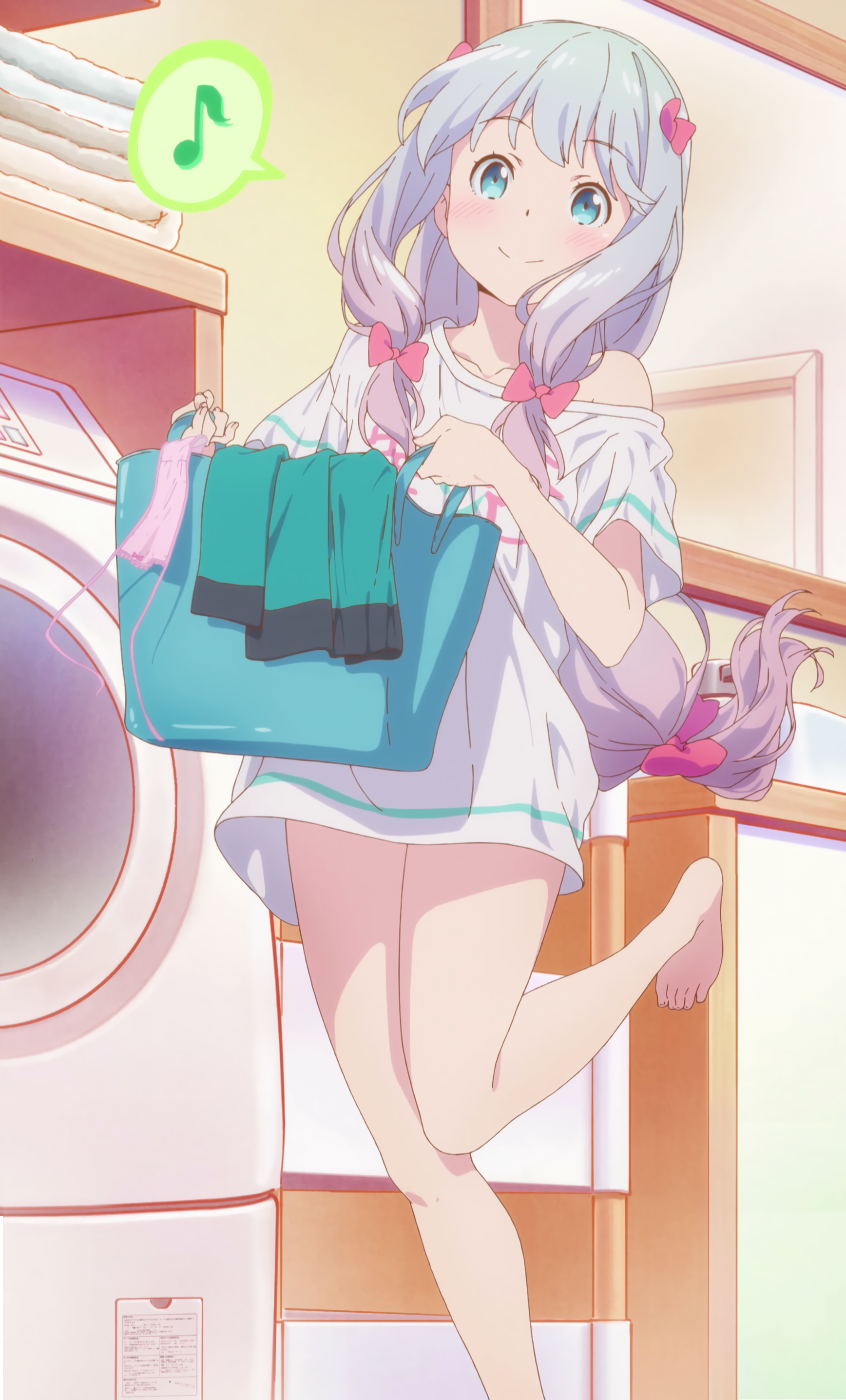 Eromanga Sensei Izumi Sagiri Anime Girls Laundry Barefoot Washing Machine Anime 1736x2872