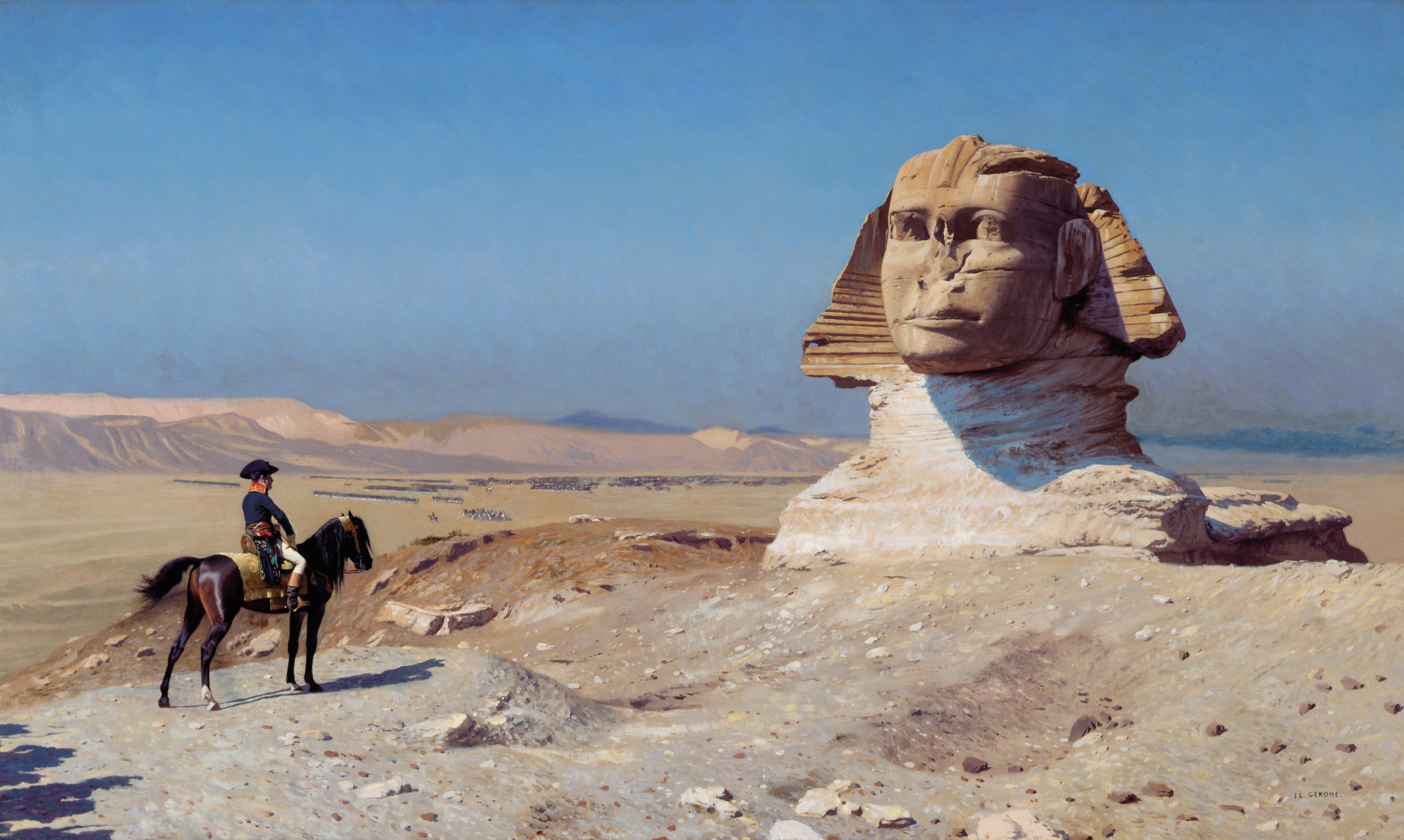 Statue Sculpture Artwork Sand Sphinx Of Giza Napoleon Bonaparte Army Desert Horse Stones Painting Je 3071x1838