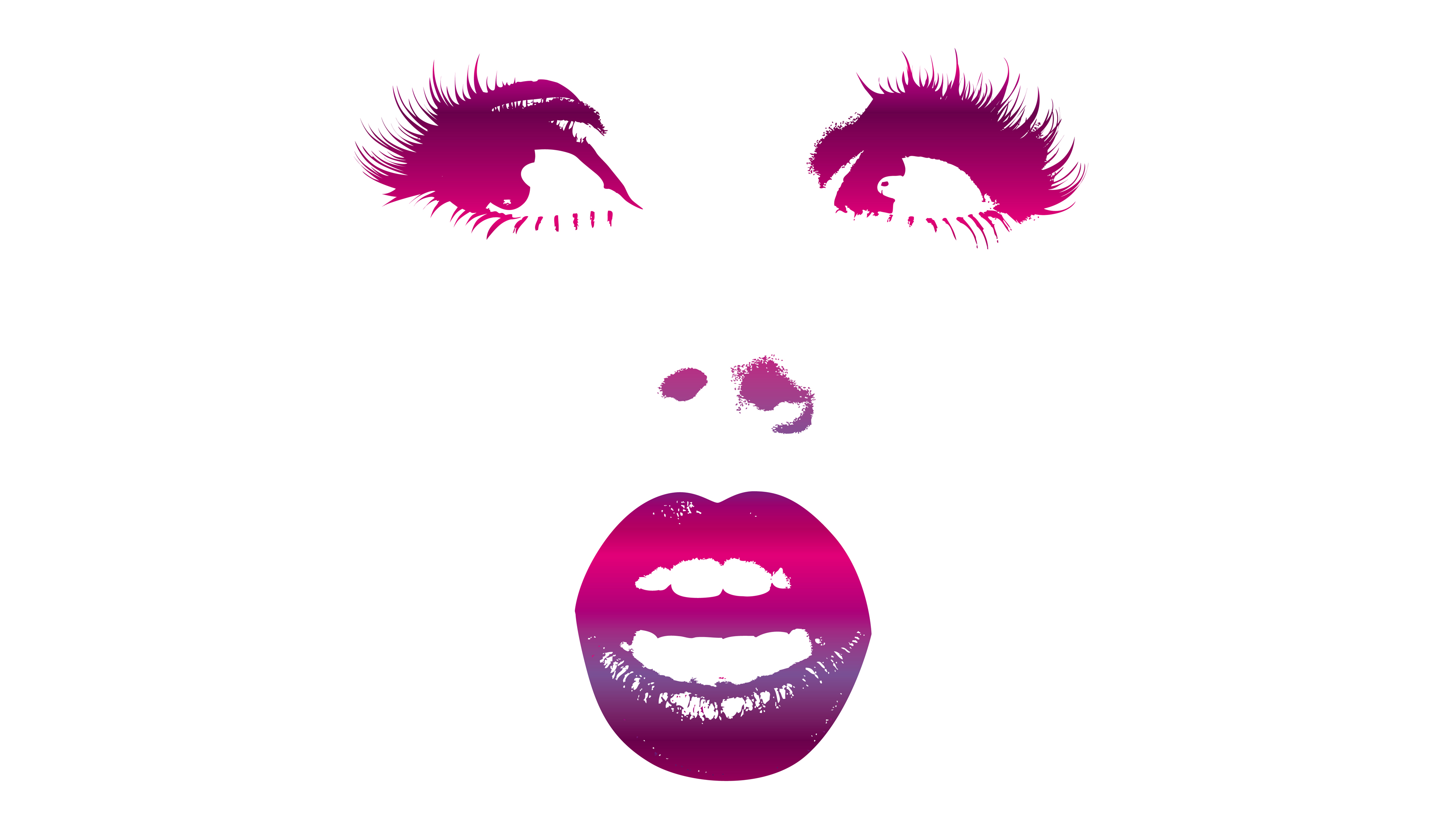 Vector Simple Background Eyes Lips Nose Open Mouth Lipstick 3840x2160