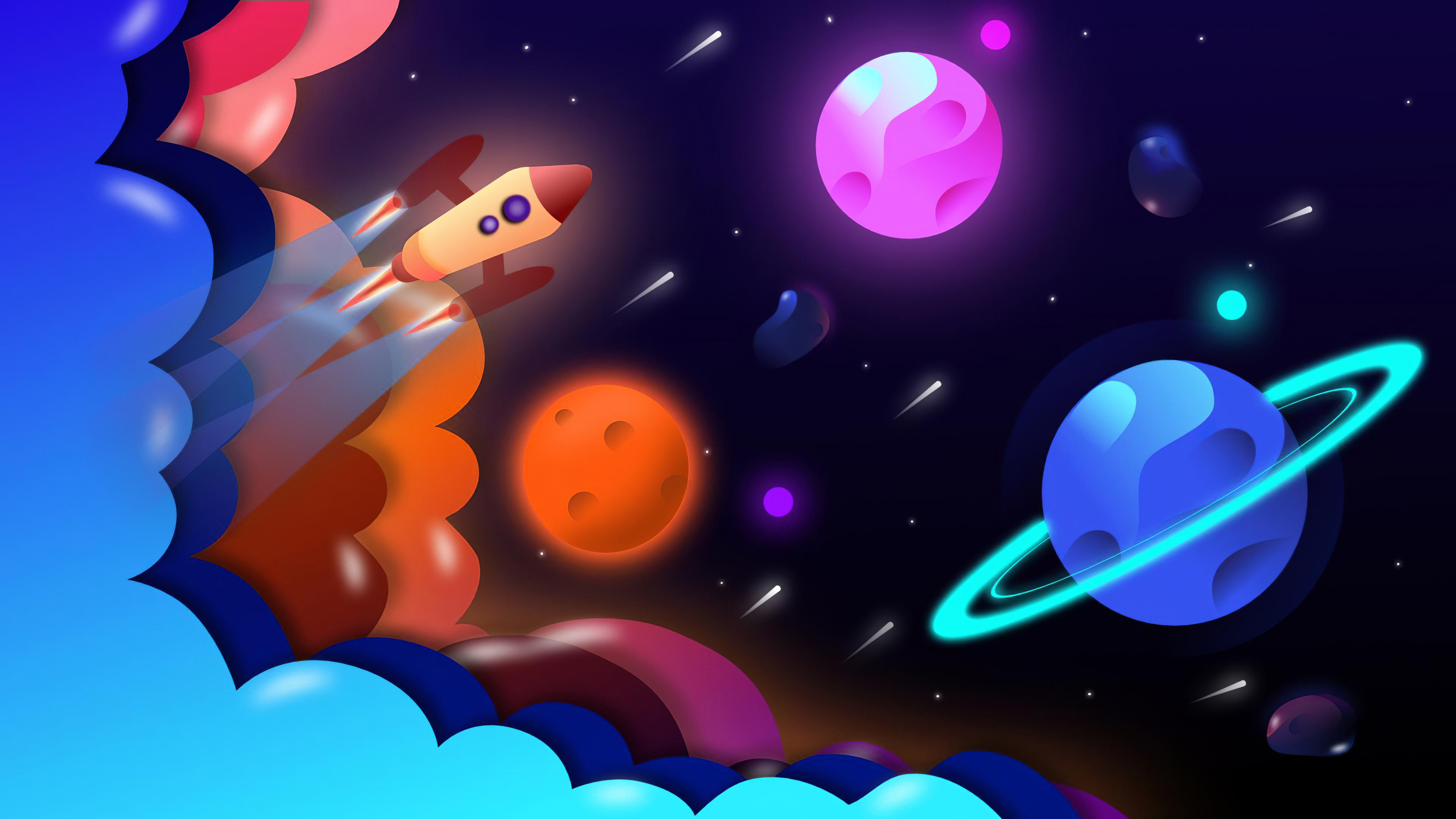 Digital Art Digital Space Space Travel Colorful 3840x2160