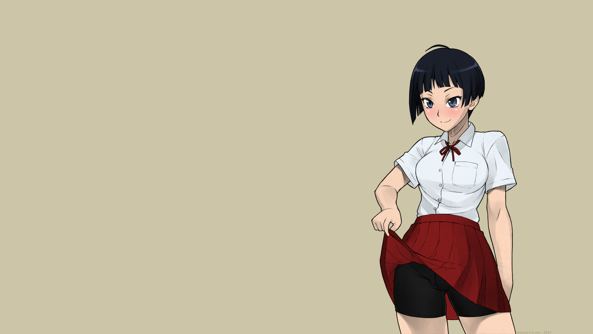 BANG YOU Short Hair Blue Eyes Black Hair School Uniform Schoolgirl Spats Tomboys Anime Manga Anime G 1920x1080