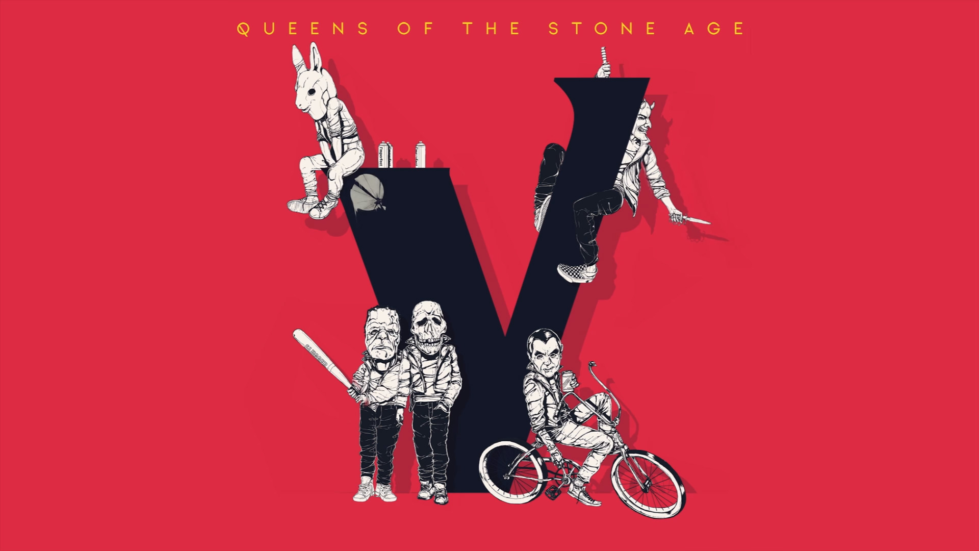 Queens Of The Stone Age Villains Simple Background Artwork Baseball Bat 1920x1080