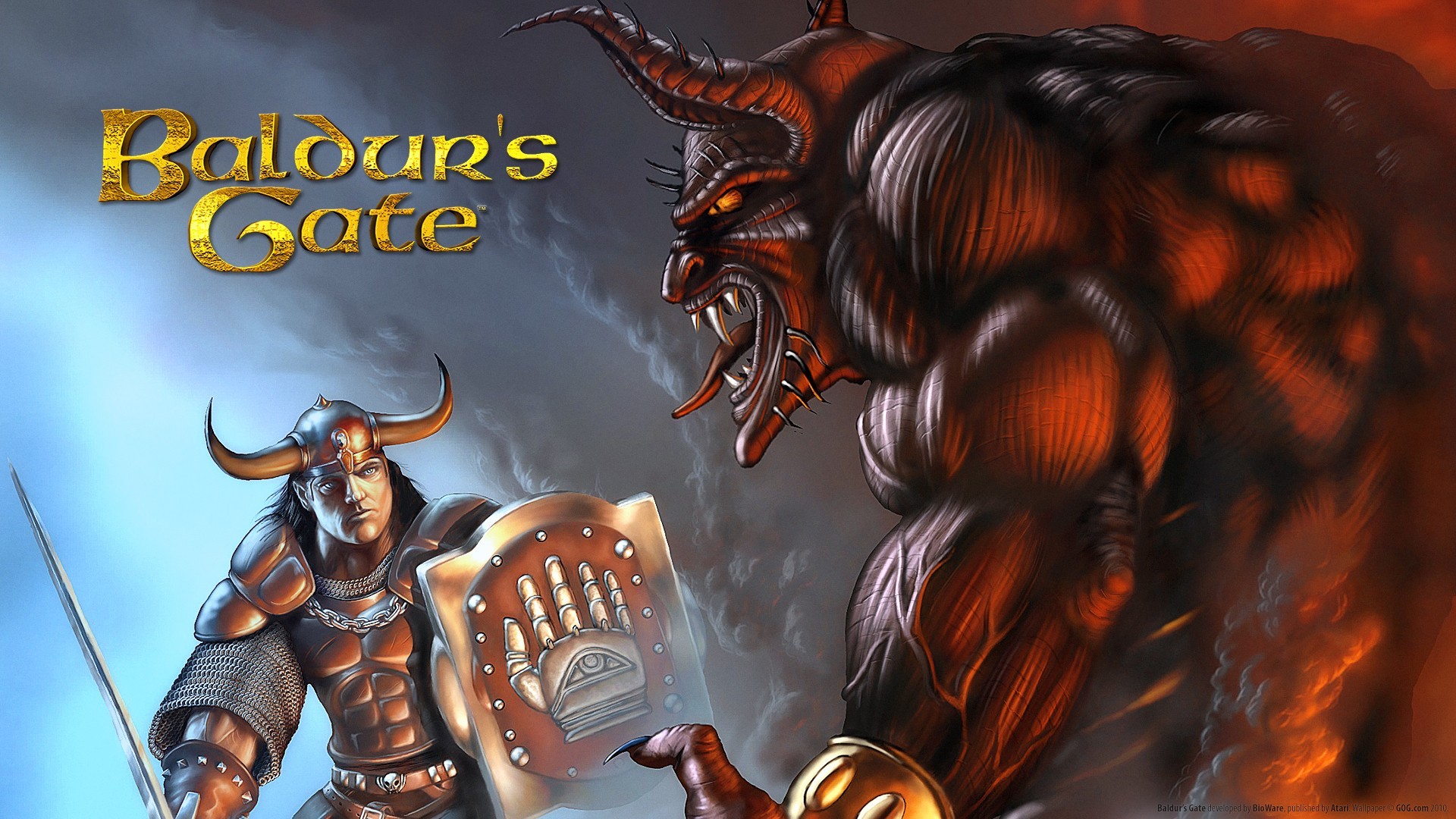 Baldurs Gate Paladin PC Gaming Video Games Creature Fantasy Men Horns Armored 1920x1080