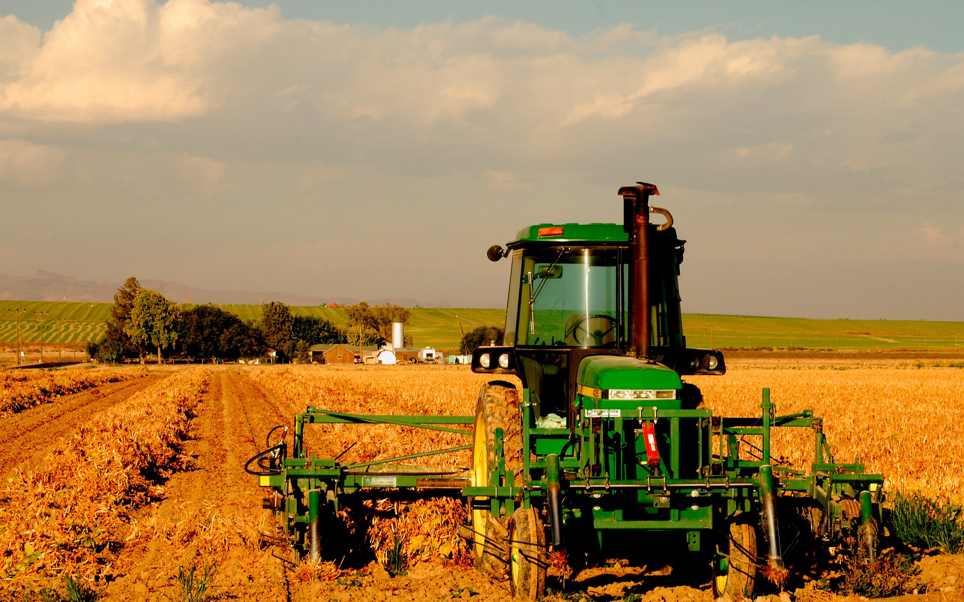 Landscape Photography Sky Field Vehicle Grass Plant Corn Yellow Dirt Soil Tractor Harvesting Cloud T 1920x1200