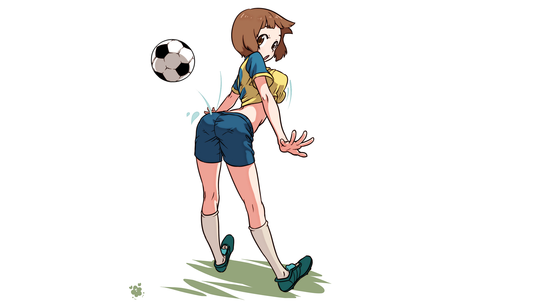 Anime Anime Girls White Background White Skin Kill La Kill Mankanshoku Mako Soccer Soccer Ball Simpl 1920x1080