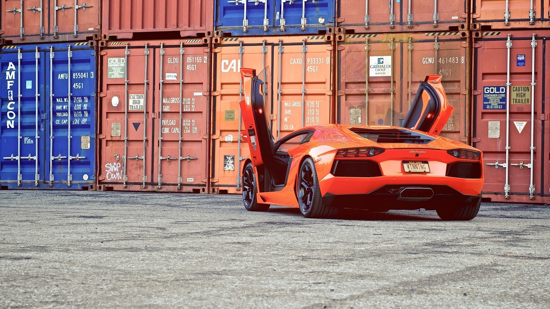 Car Lamborghini Sports Car Orange Cars Coupe Vehicle Container 1920x1080