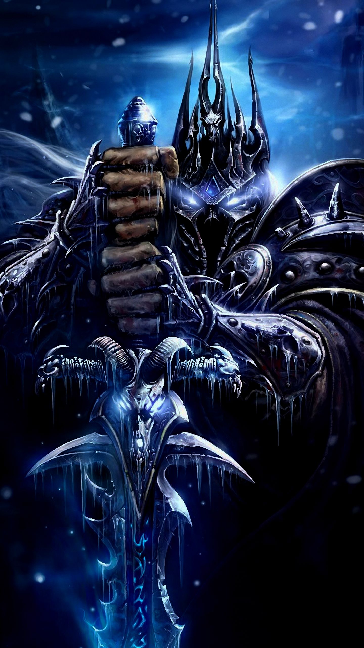 World Of Warcraft Sword PC Gaming Glowing Eyes Lich King 1440x2560