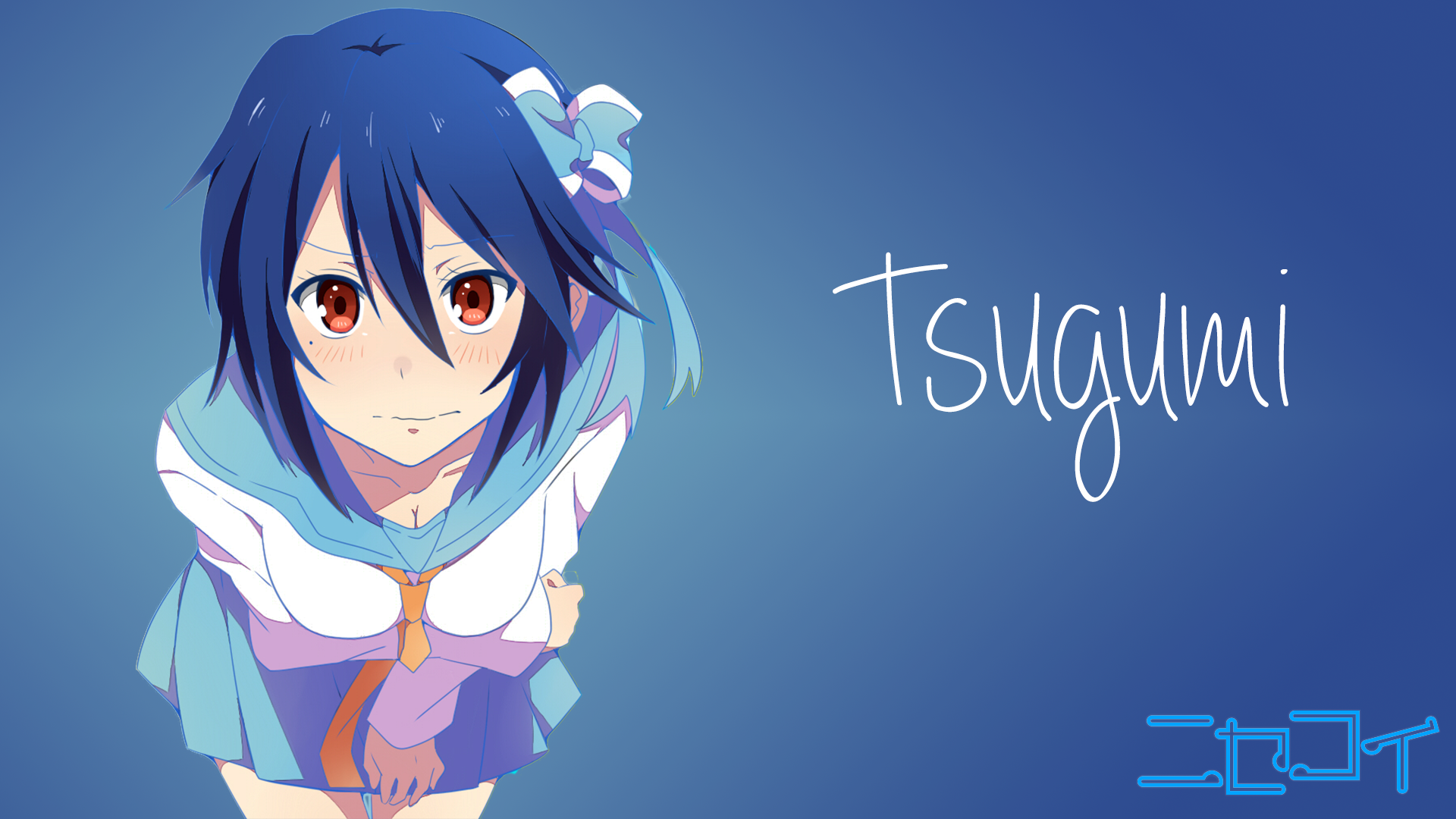 Anime Nisekoi Tsugumi Seishirou Red Eyes Anime Girls Blue Hair School Uniform 1920x1080