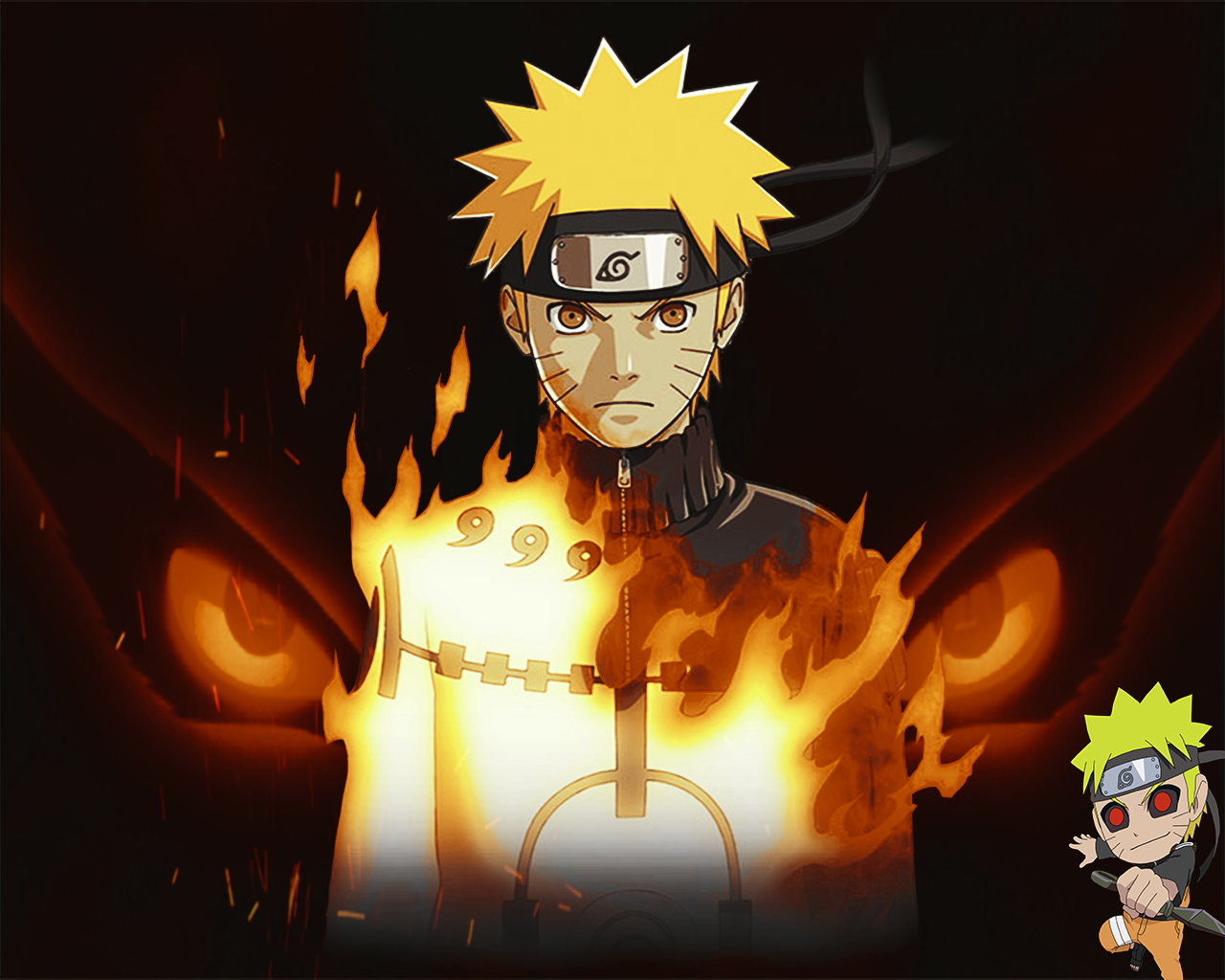 Uzumaki Naruto Naruto Shippuuden Fire Anime Boys Eyes Anime 1280x1024