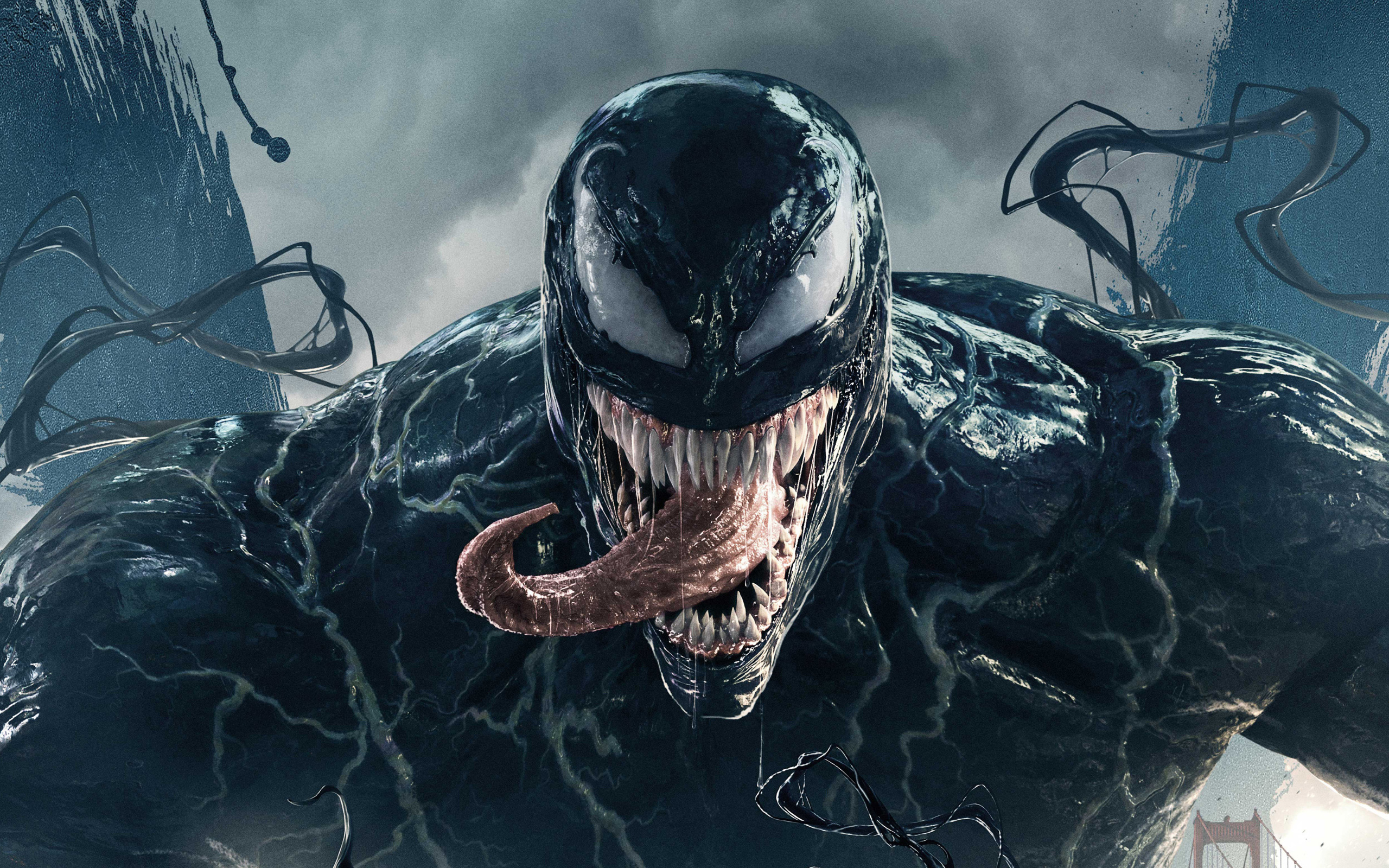 Venom Marvel Cinematic Universe Marvel Comics Creature Frontal View Wallpaper Resolution 2560x1600 Id Wallha Com